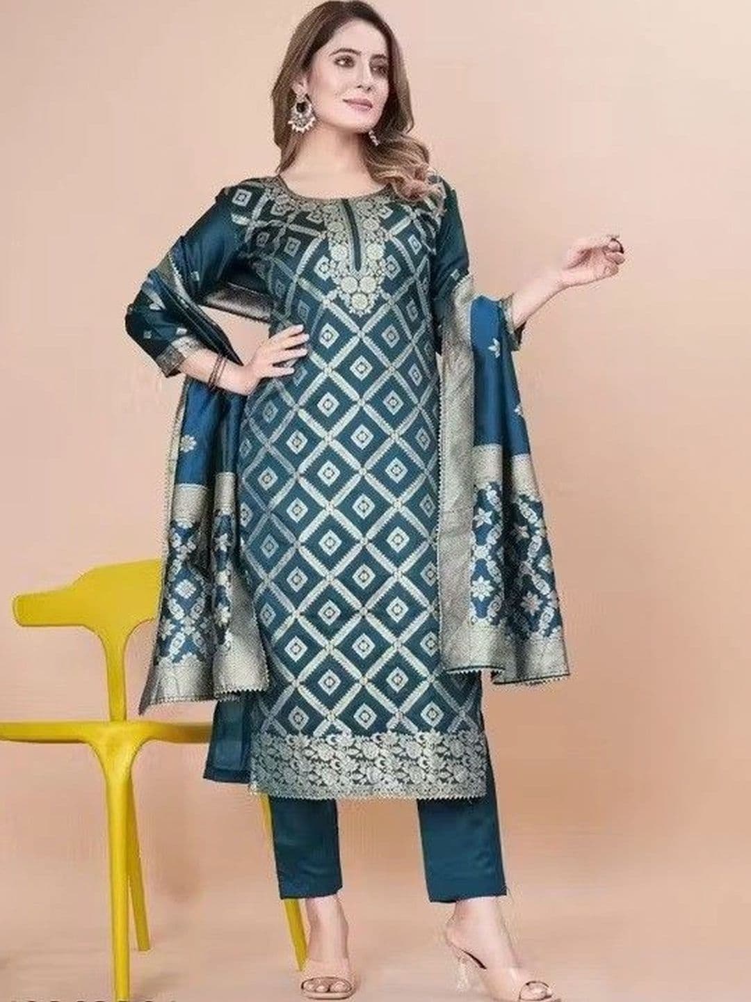 kantuba Art Silk Unstitched Dress Material - view 1