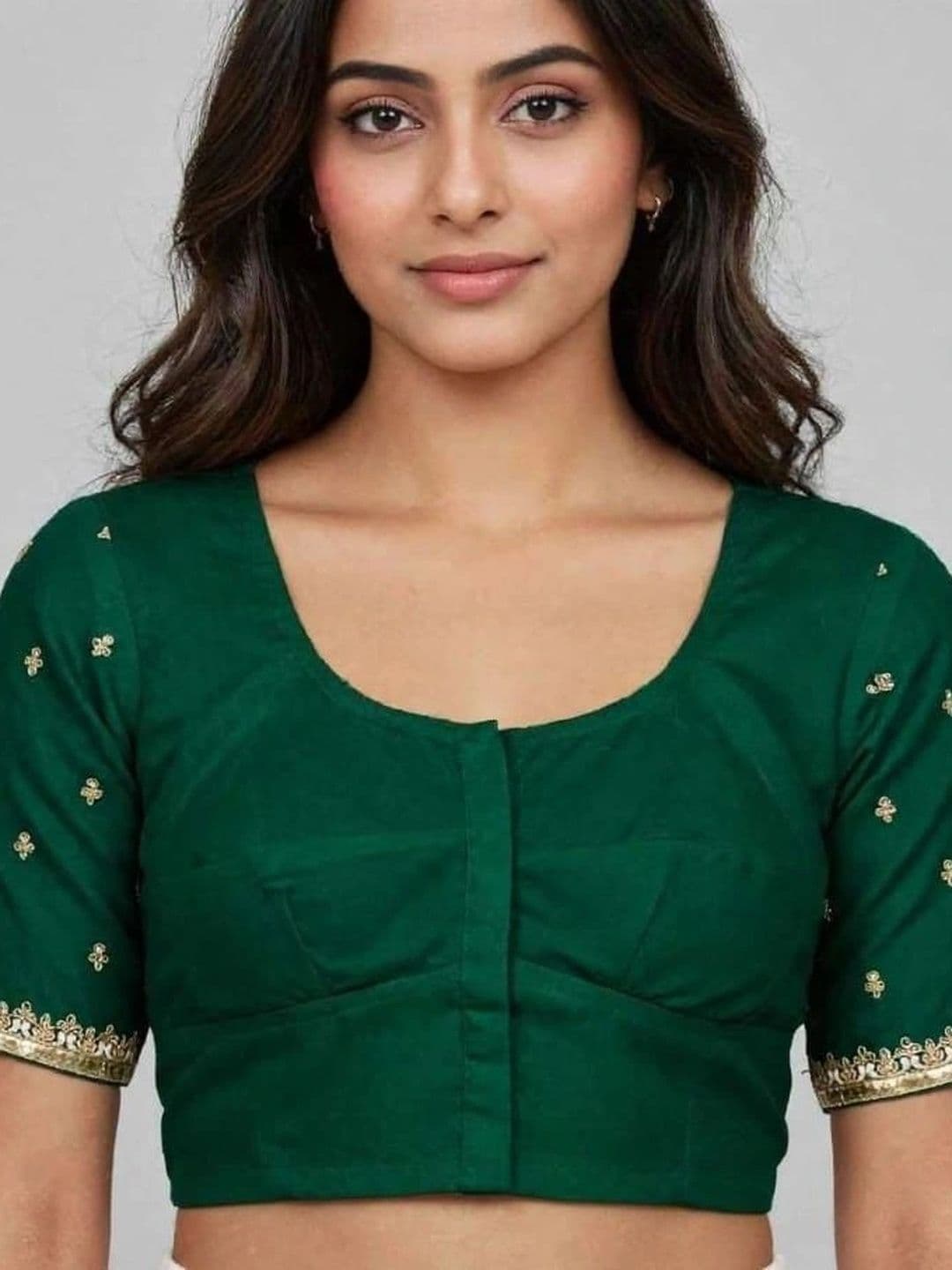 Binatex Cotton Embroidered Zari Saree Blouse thumbnail 2