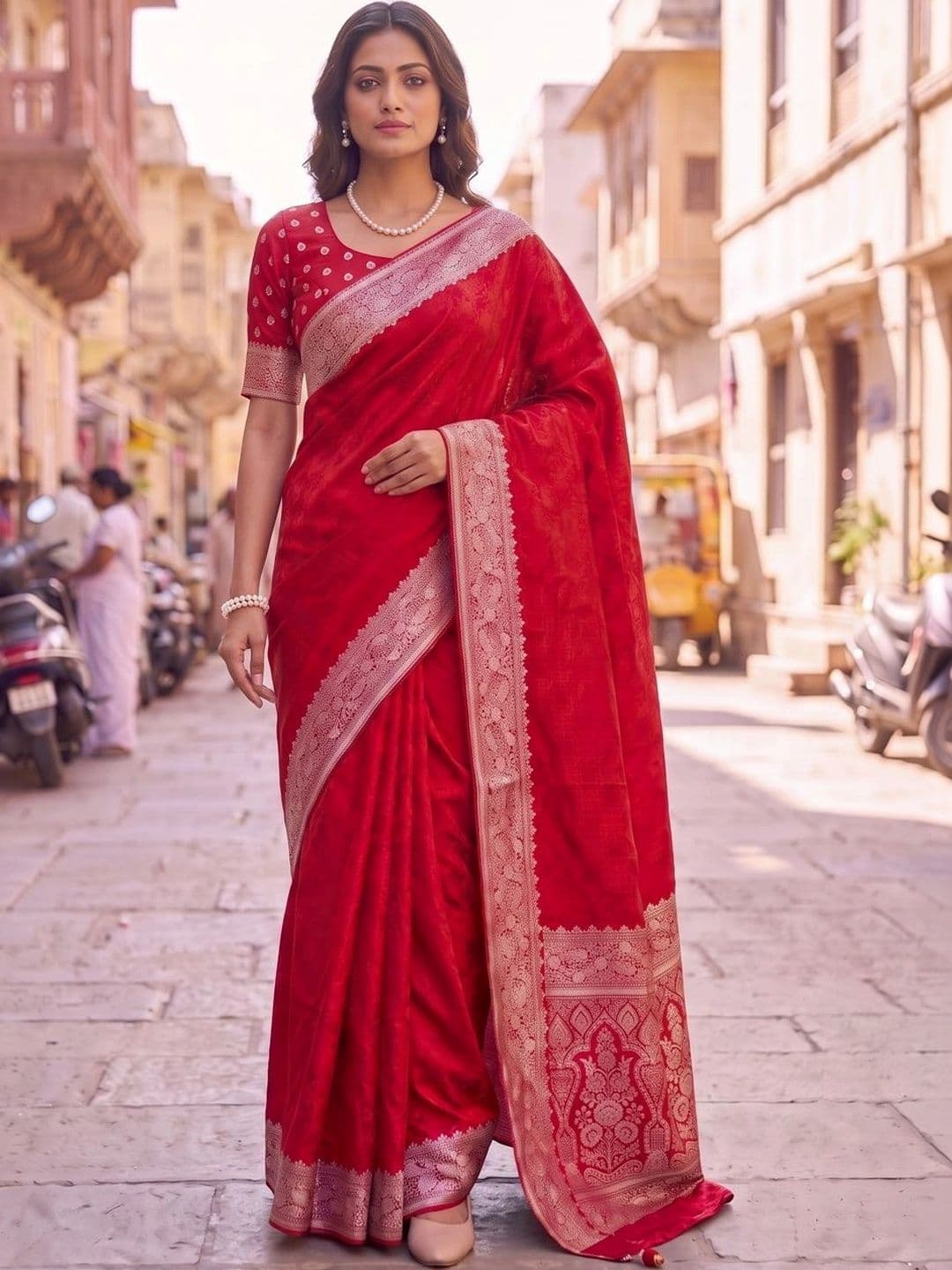 SOURAGYA Woven Design Zari Satin Designer Banarasi Saree - view 1