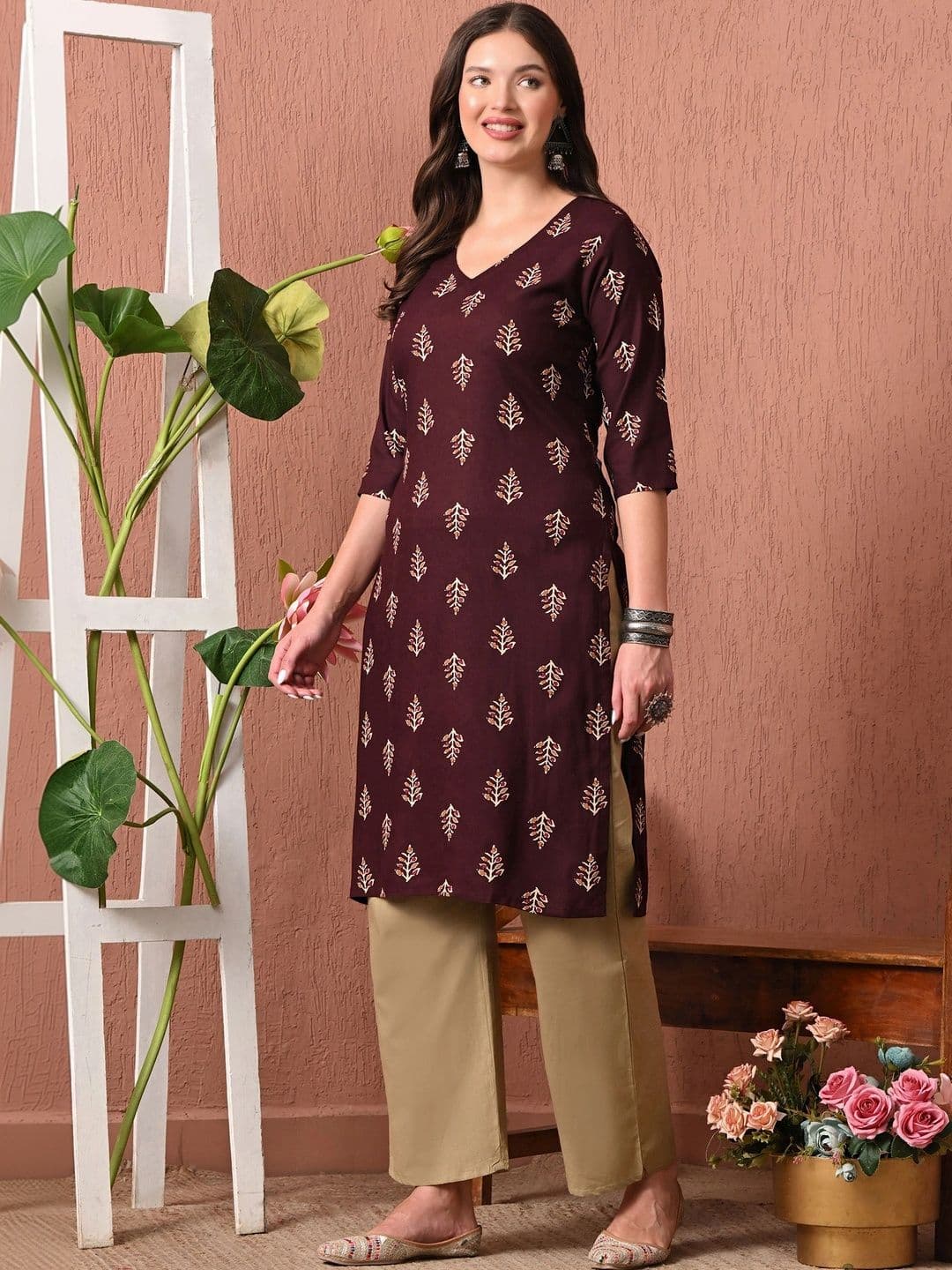 HERE&NOW Women Ethnic Motifs Printed Indie Prints Kurta thumbnail 2