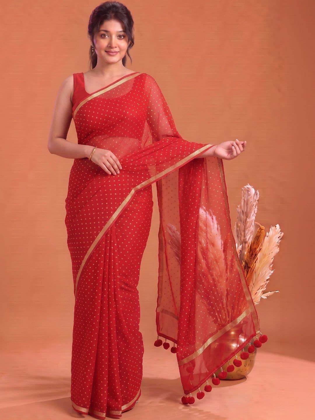 Mitera Polka Dot Zari Pure Cotton Saree - view 1