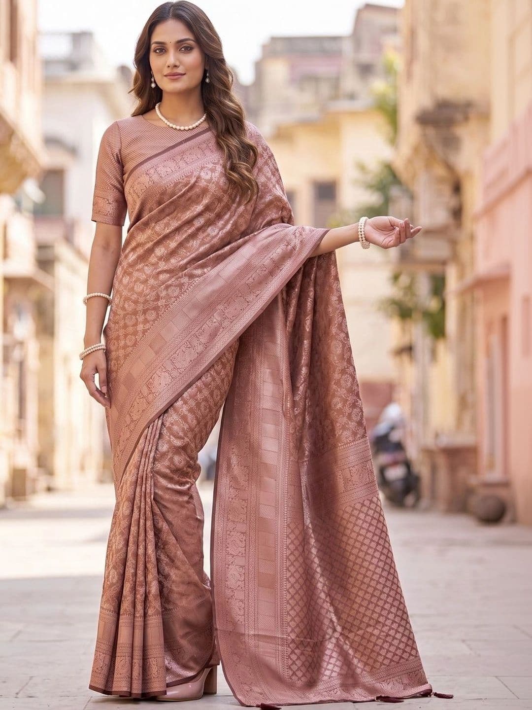 SOURAGYA Woven Design Zari Silk Blend Banarasi Saree - view 1
