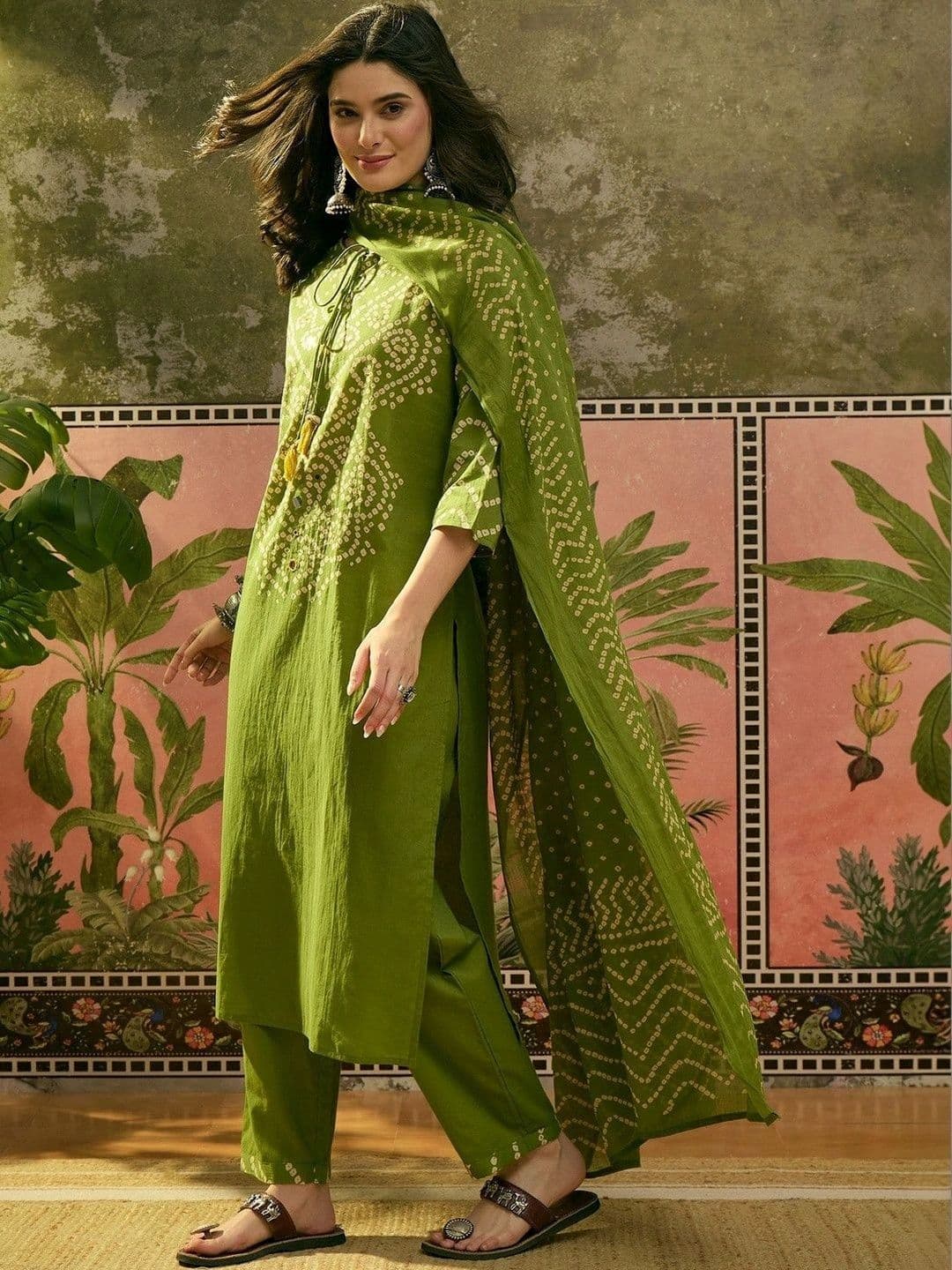 NAKSHKURTIS Women Ethnic Motifs Printed Regular Kurta with Trousers & With Dupatta thumbnail 5