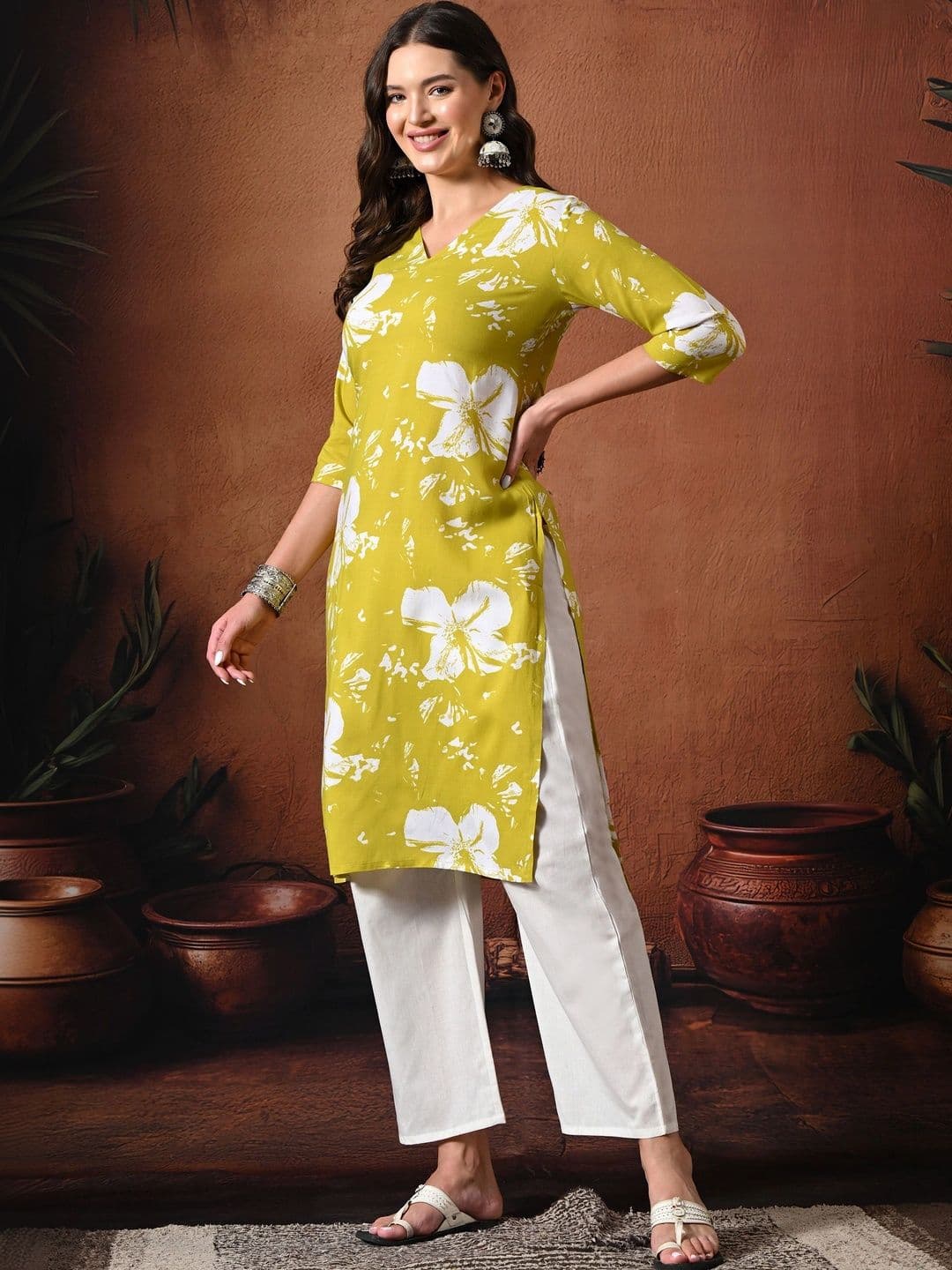 HERE&NOW Women Floral Printed Floral Kurta thumbnail 4