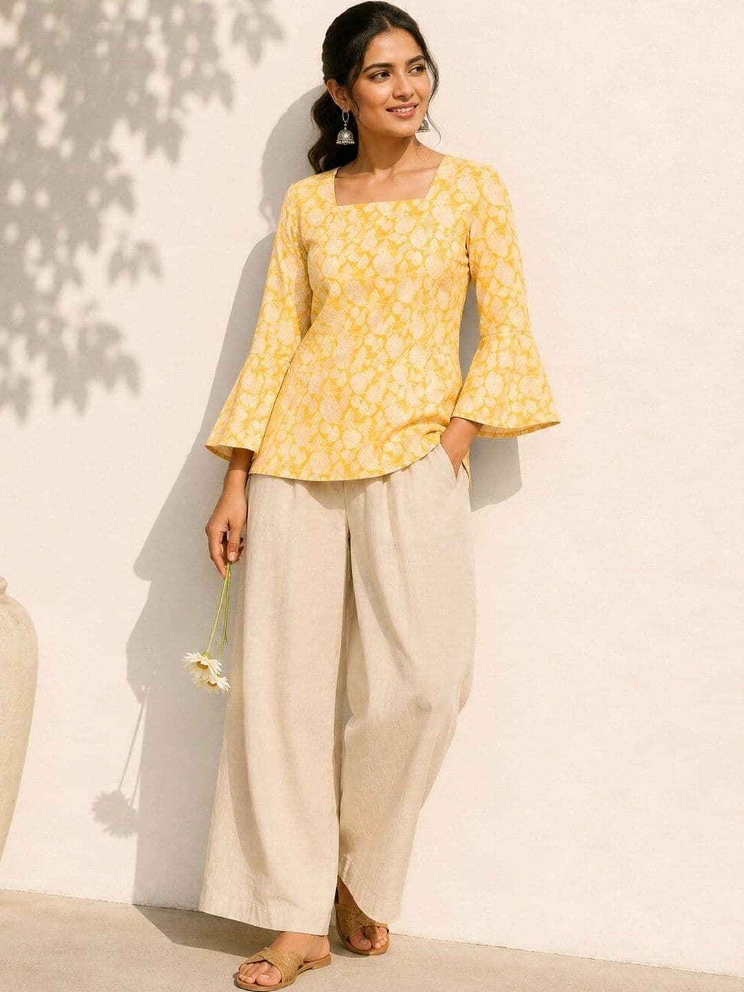 Purnova Women Floral Printed Flared Sleeves Floral Kurta thumbnail 4