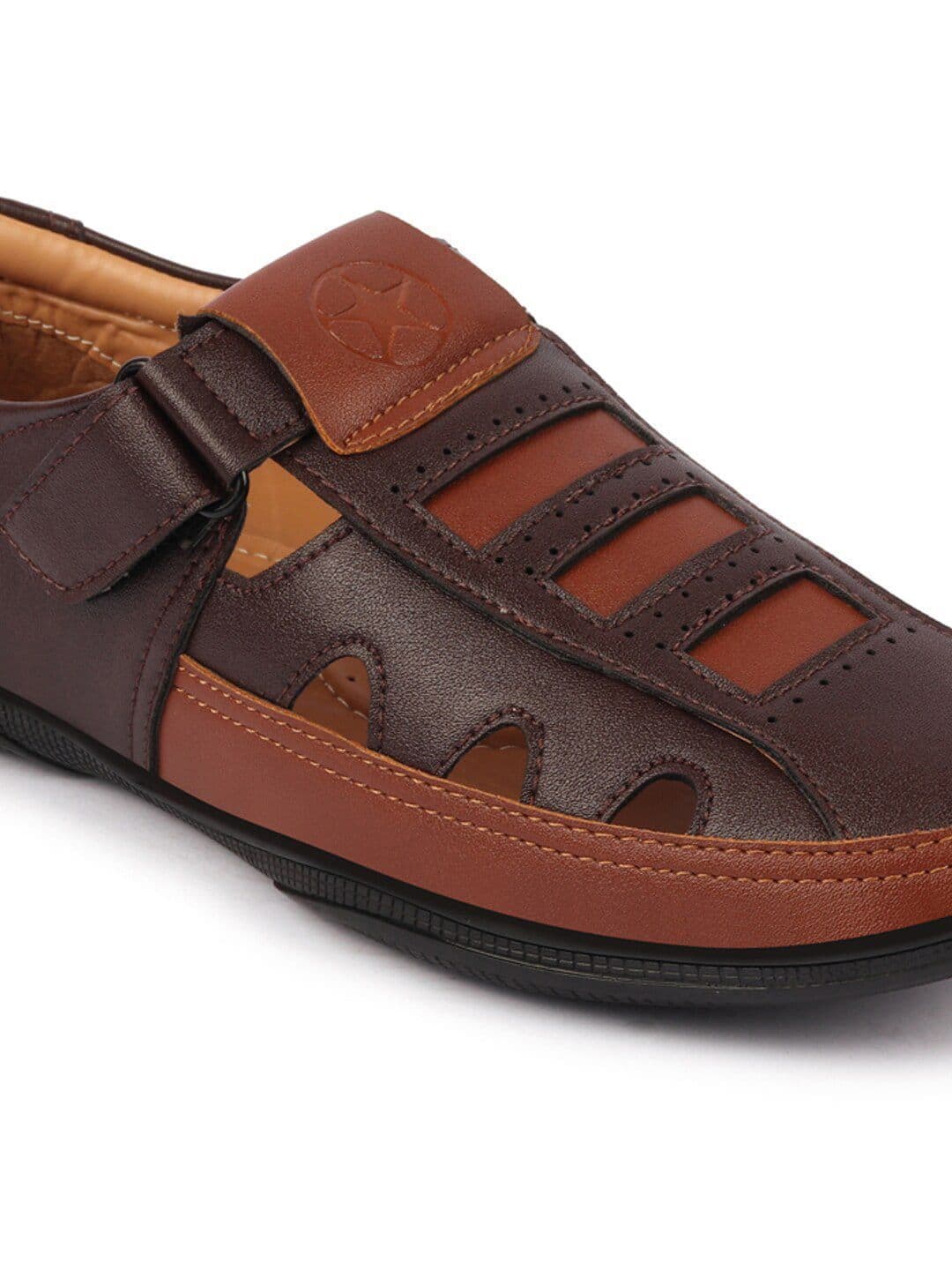 FAUSTO Men Brown PU Comfort Sandals thumbnail 2