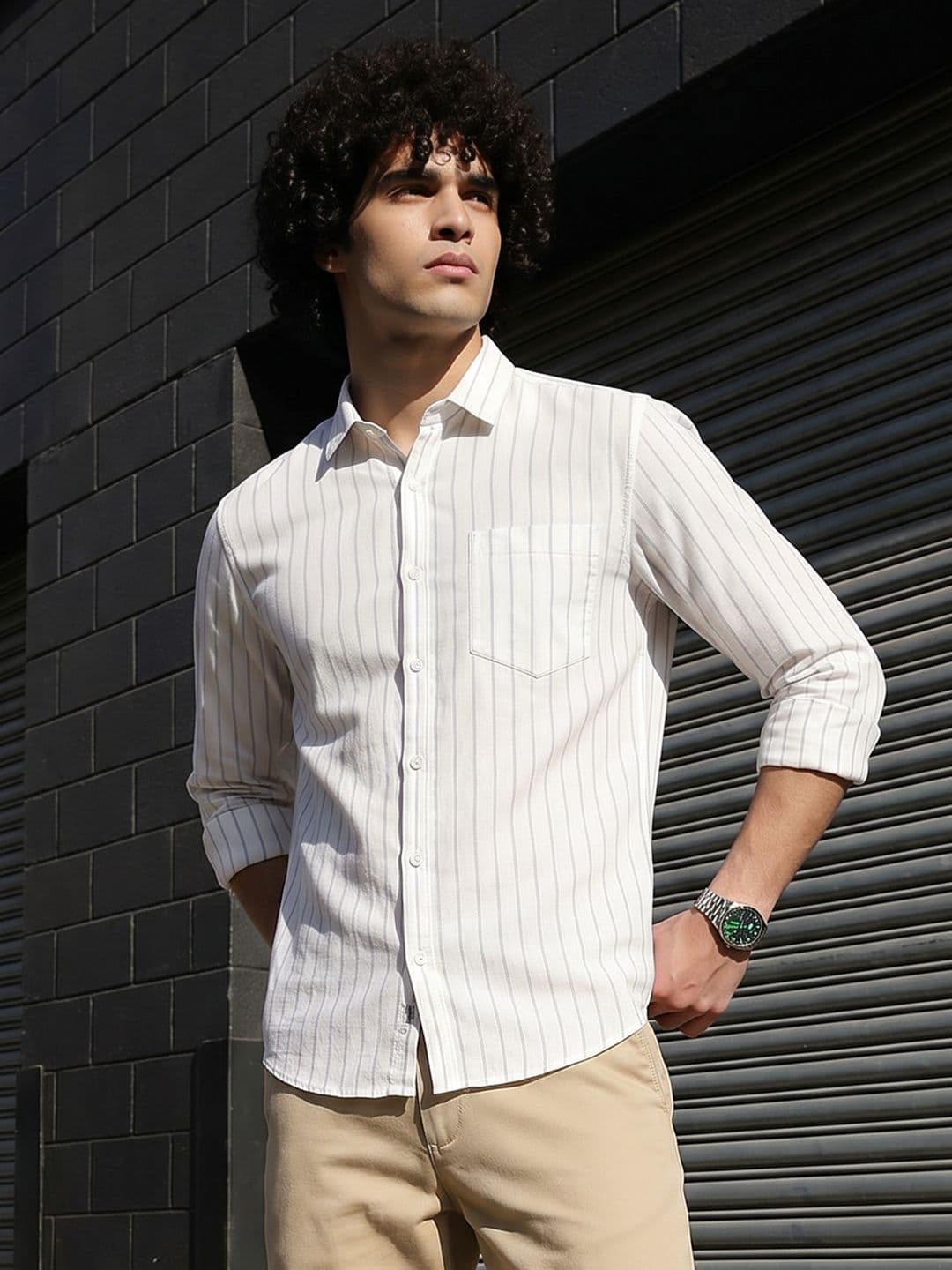 Roadster Life Co.Cotton Linen Striped Shirt thumbnail 2
