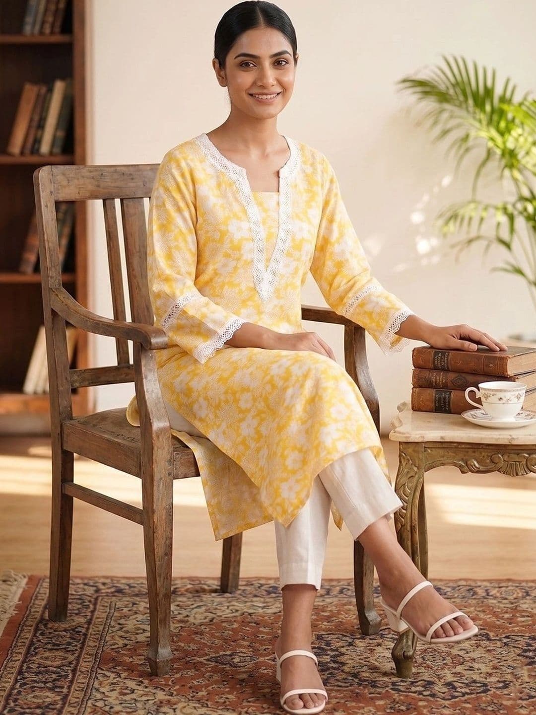 KALINI Women Floral Printed Floral Kurta thumbnail 2