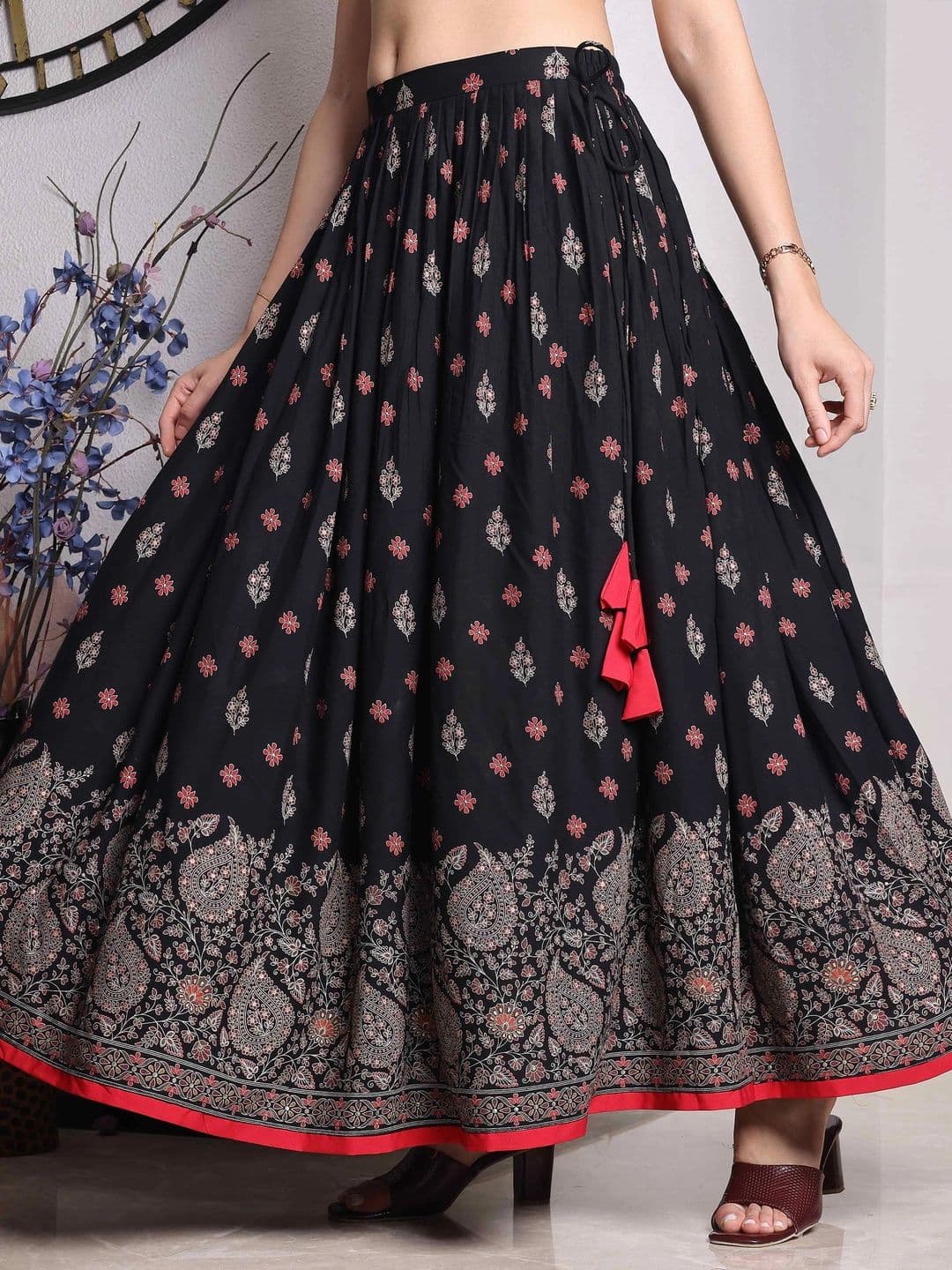 YANAMORA Women Paisley Maxi Flared Skirt thumbnail 4
