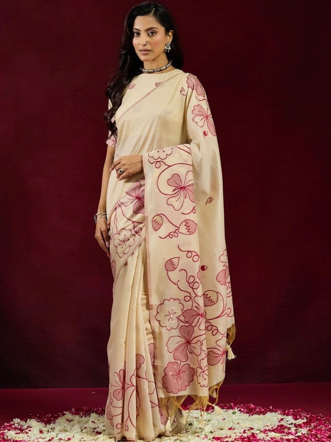 kasee Floral Pure Cotton Designer Saree thumbnail 4