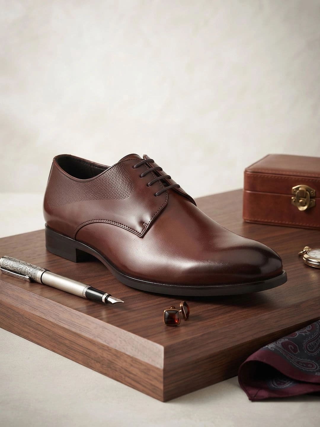 House of Pataudi Men Textured Formal  Derbys thumbnail 2