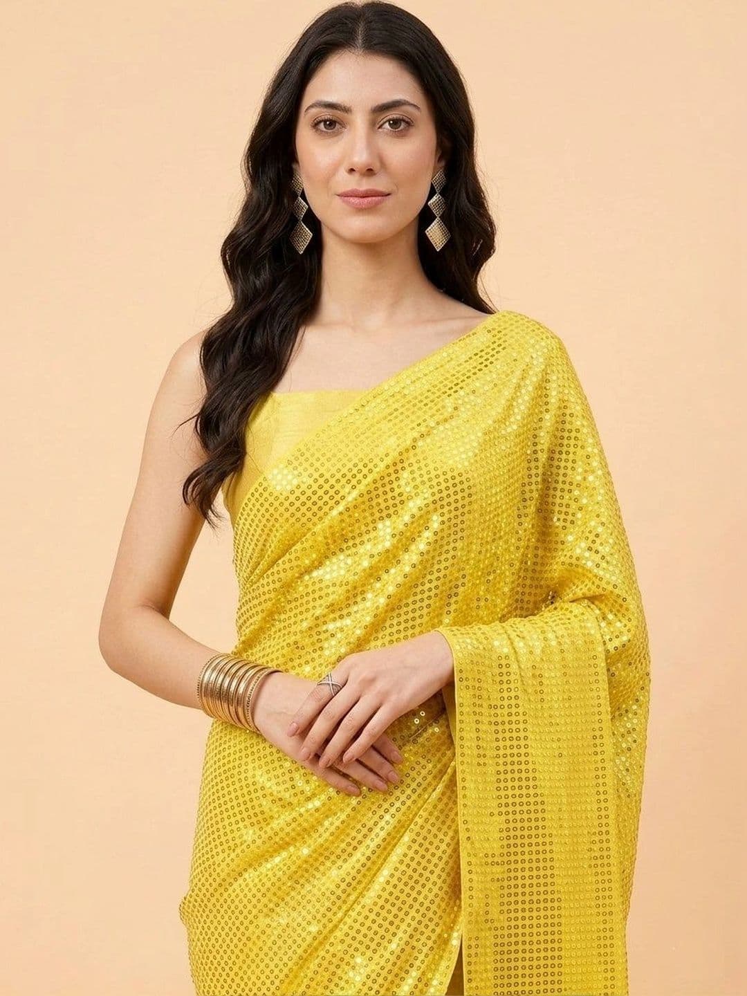 SZN Embellished Sequinned Poly Georgette Designer Saree thumbnail 3