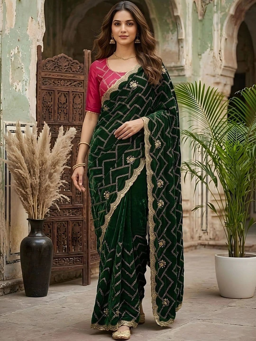 all about you Embellished Embroidered Silk Blend Saree - view 1