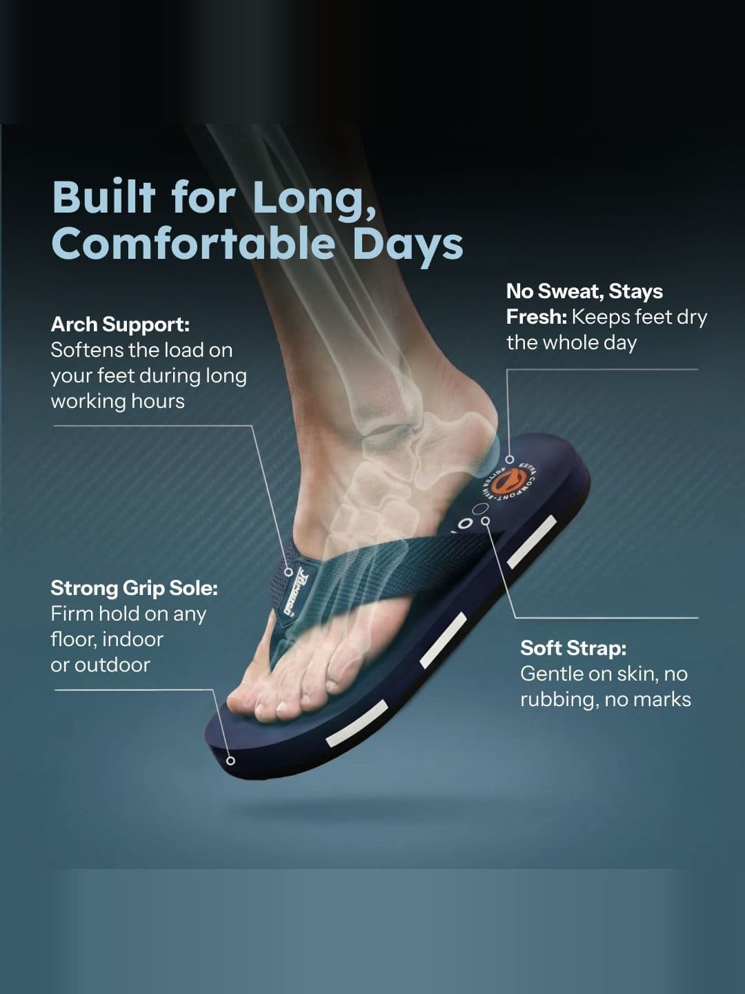 Paragon Men Colourblocked Thong Flip-Flops thumbnail 5