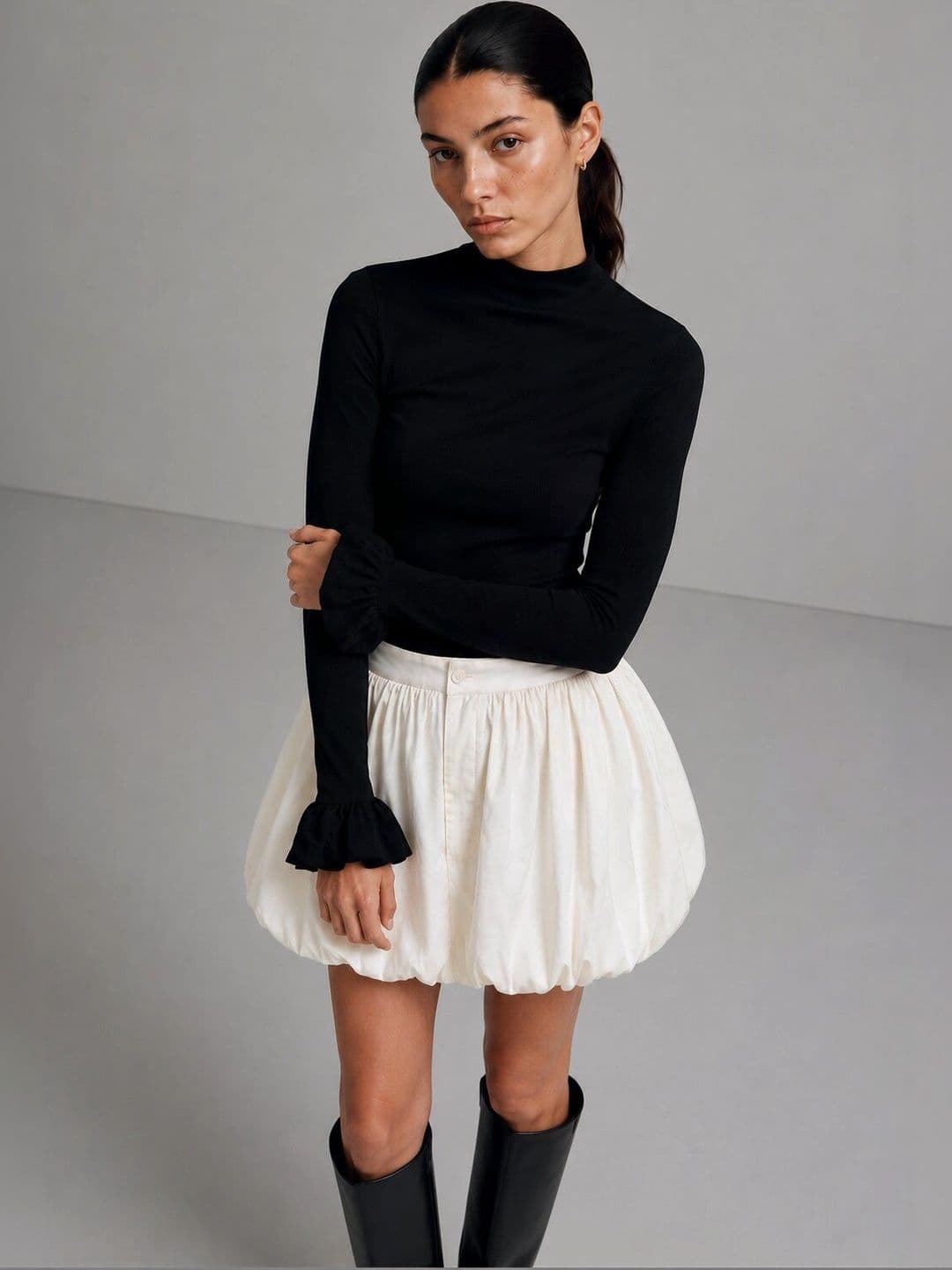 BAESD Women Pure Cotton Mini Balloon Skirt thumbnail 2