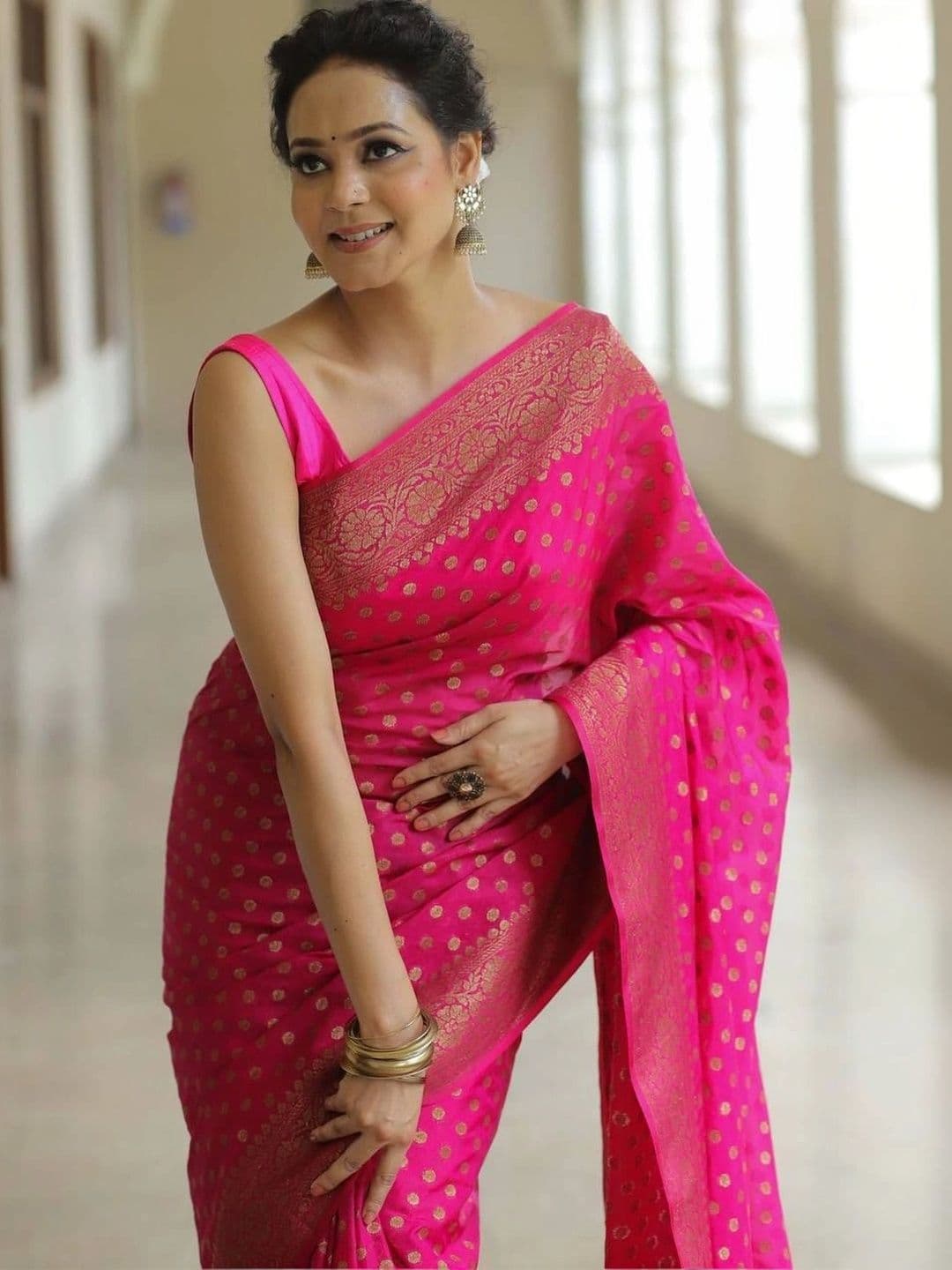 revika Woven Design Zari Art Silk Designer Kanjeevaram Saree thumbnail 3