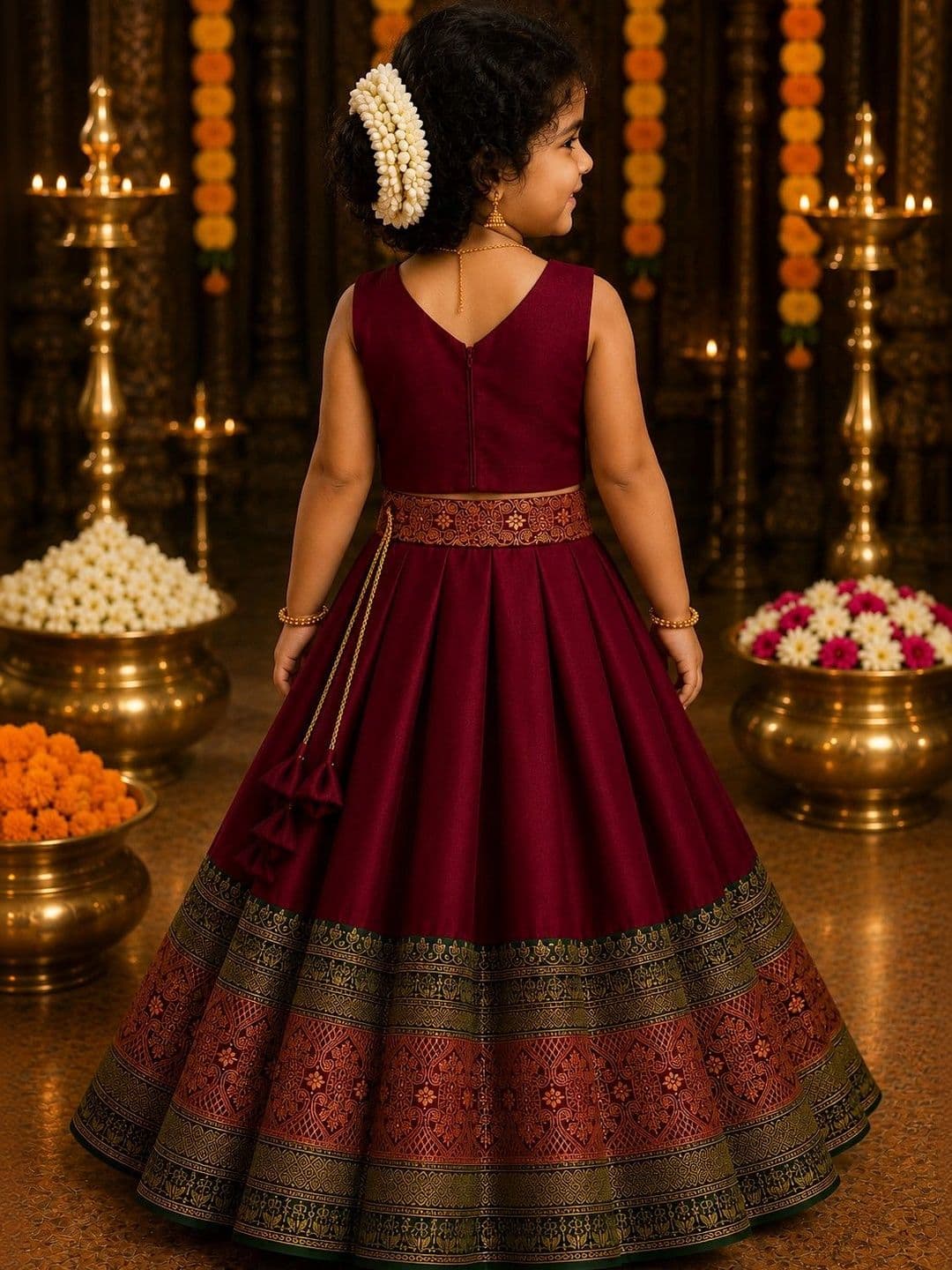 Xepon Girls Embellished Ready to Wear Lehenga & thumbnail 4