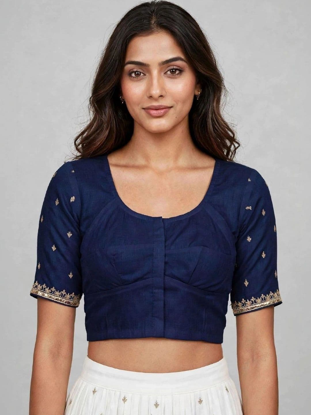 Binatex Cotton Embroidered Thread Work Saree Blouse thumbnail 3