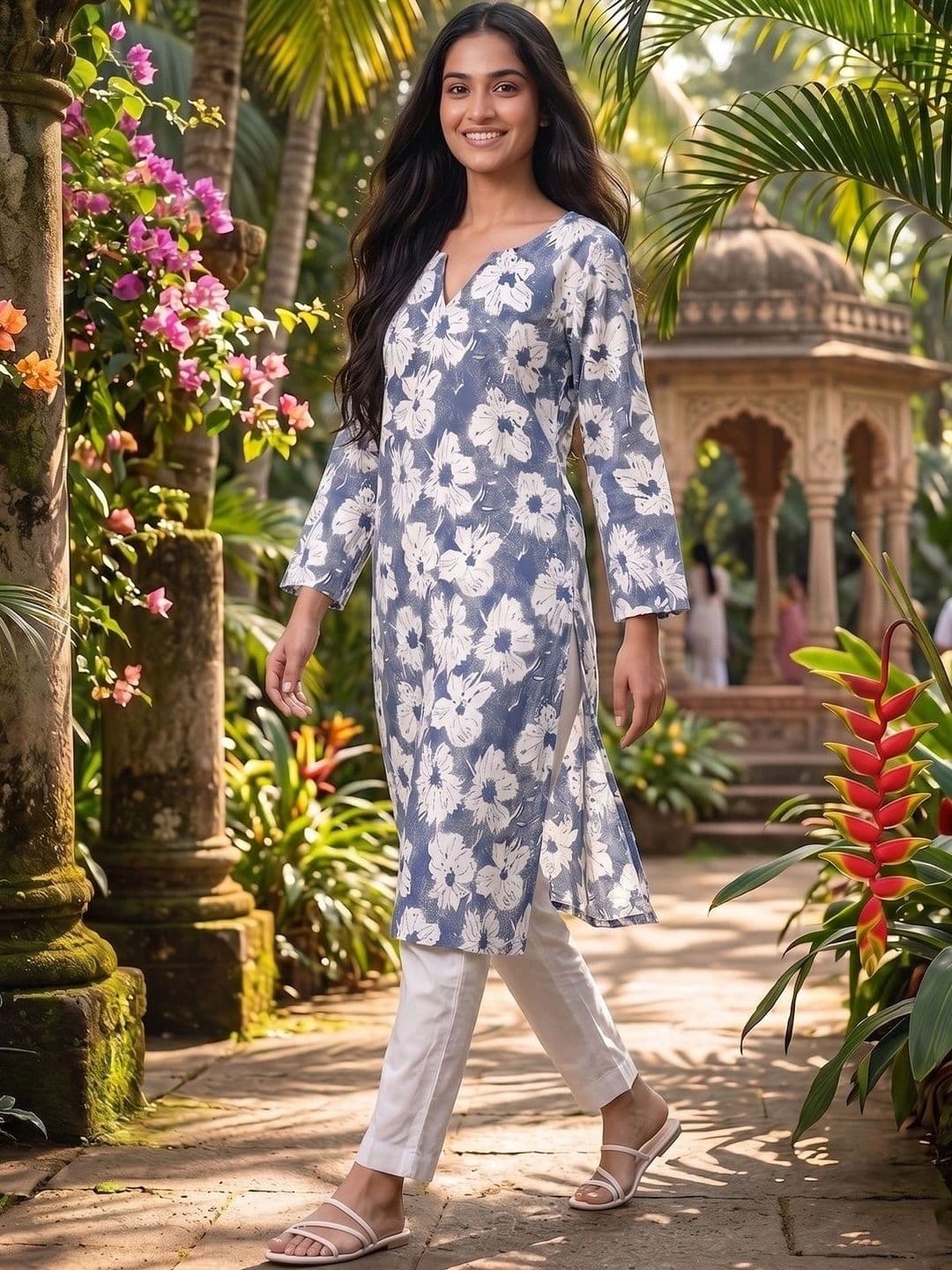 KALINI Women Floral Printed Floral Kurta thumbnail 5
