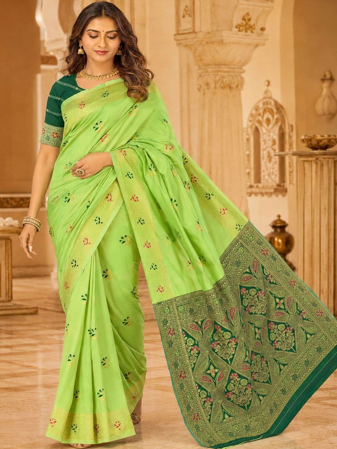 Dimaxi Vastra Woven Design Zari Silk Blend Kota Saree thumbnail 6