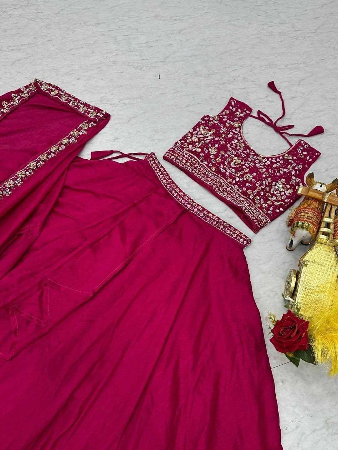 Shree Ram Creation Embellished Sequinned Ready to Wear Lehenga & Blouse With Dupatta thumbnail 3