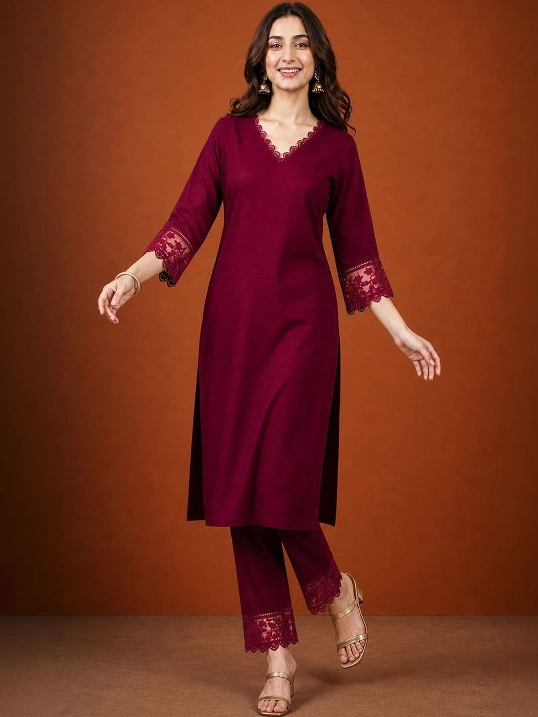 SAINOOR Women Regular Thread Work Kurta with Trousers & With Dupatta thumbnail 2