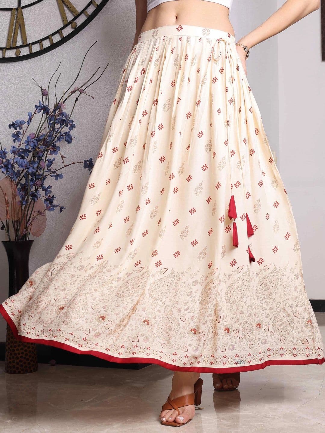 YANAMORA Women Paisley Maxi Flared Skirt - view 1