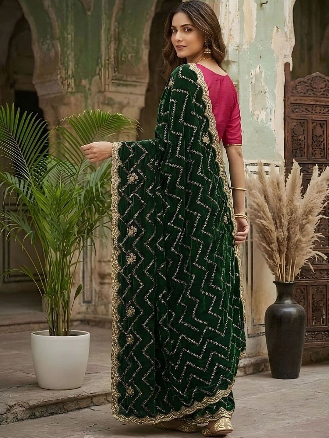 all about you Embellished Embroidered Silk Blend Saree thumbnail 2