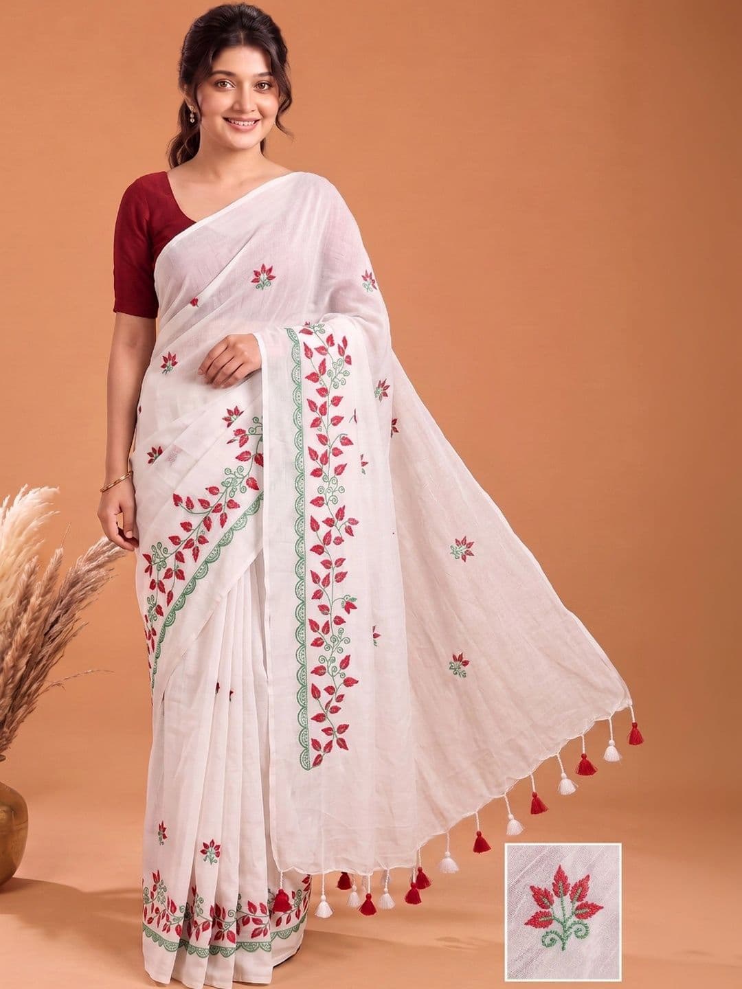 Mitera Floral Pure Cotton Saree thumbnail 4