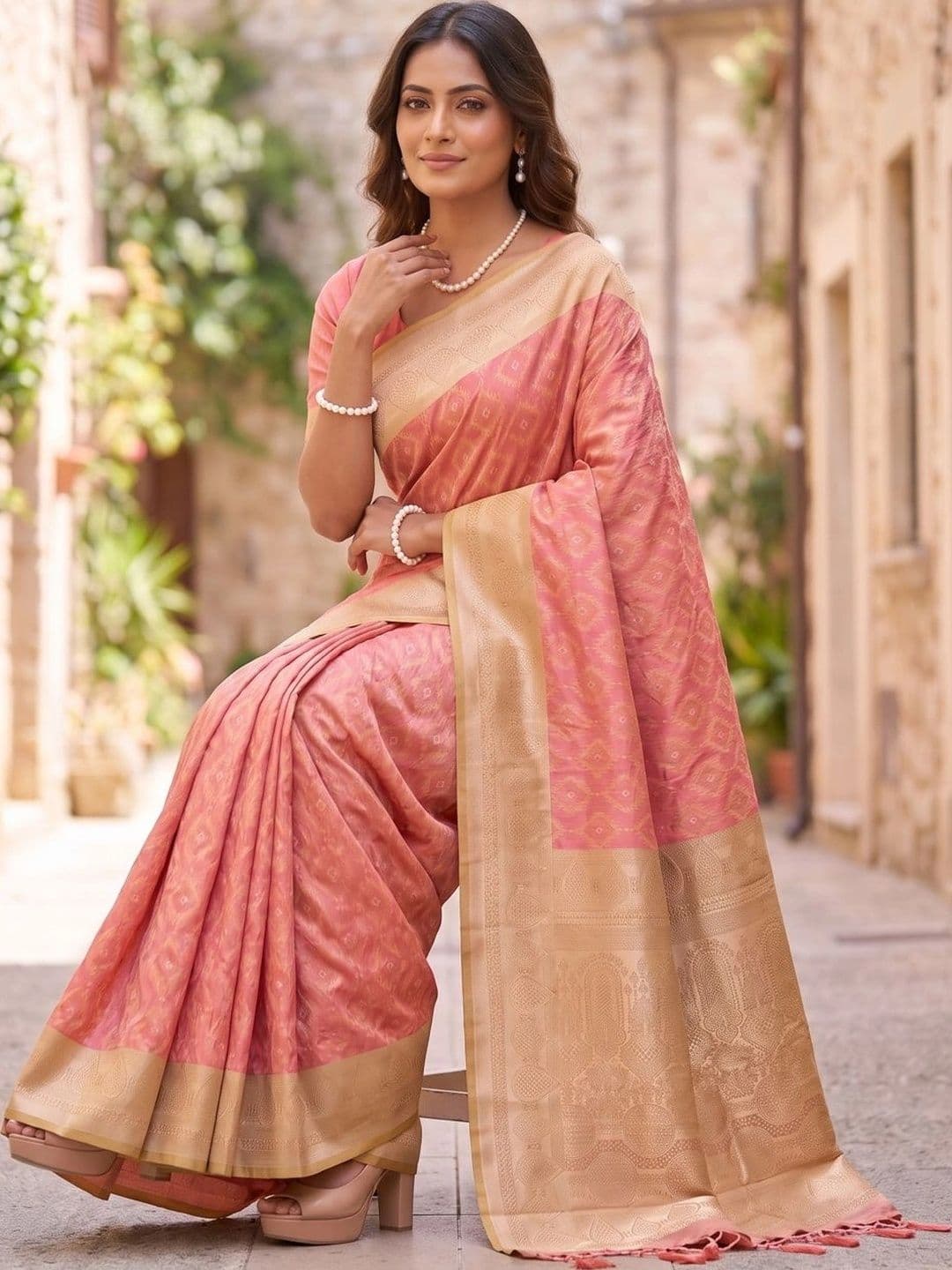 SOURAGYA Woven Design Zari Silk Blend Kanjeevaram Saree thumbnail 3