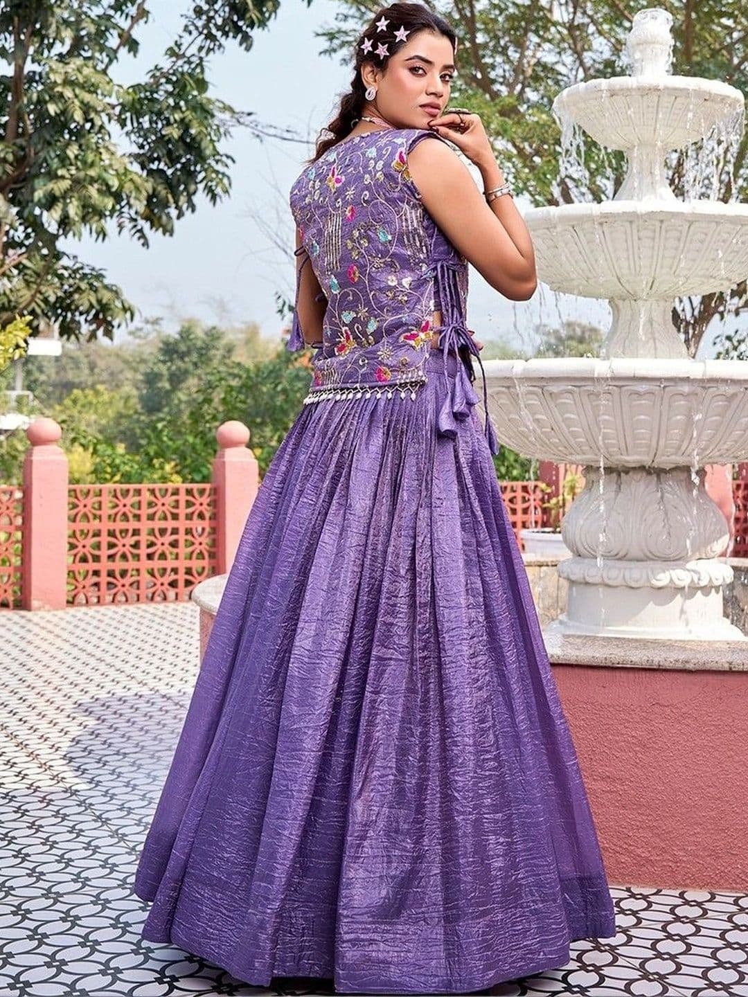 Shree Ram Creation  Women Thread Work Ready to Wear Lehenga & Blouse With Dupatta thumbnail 5