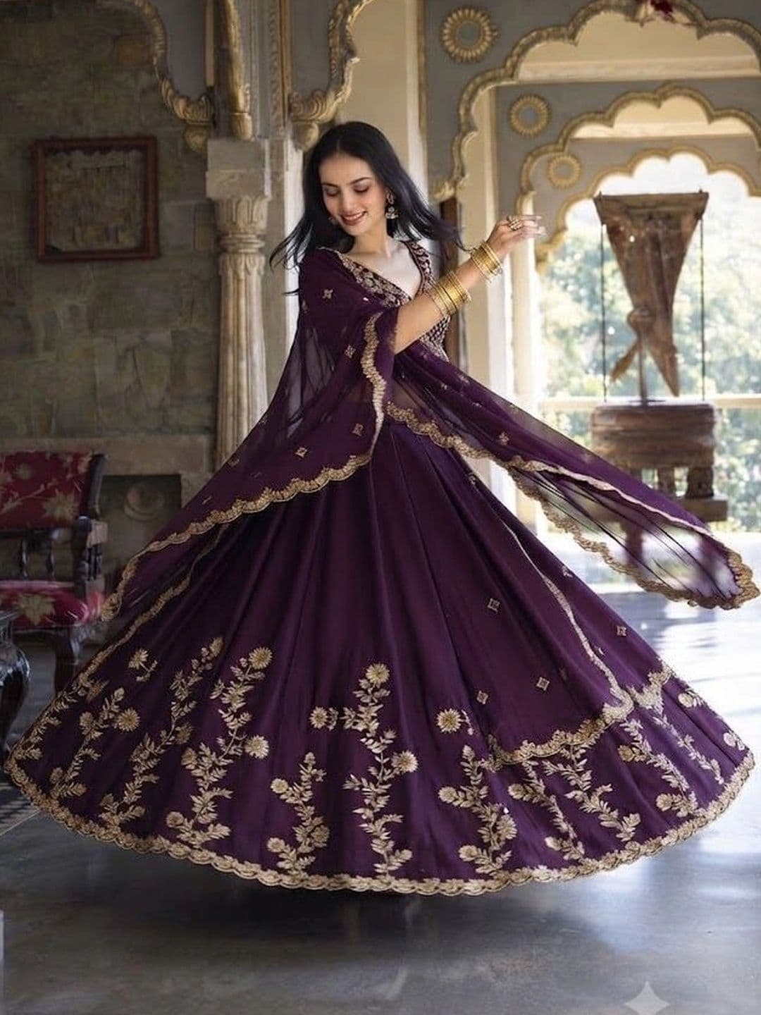 VASTRYN Embroidered Ready to Wear Lehenga & Unstitched Blouse With Dupatta thumbnail 2