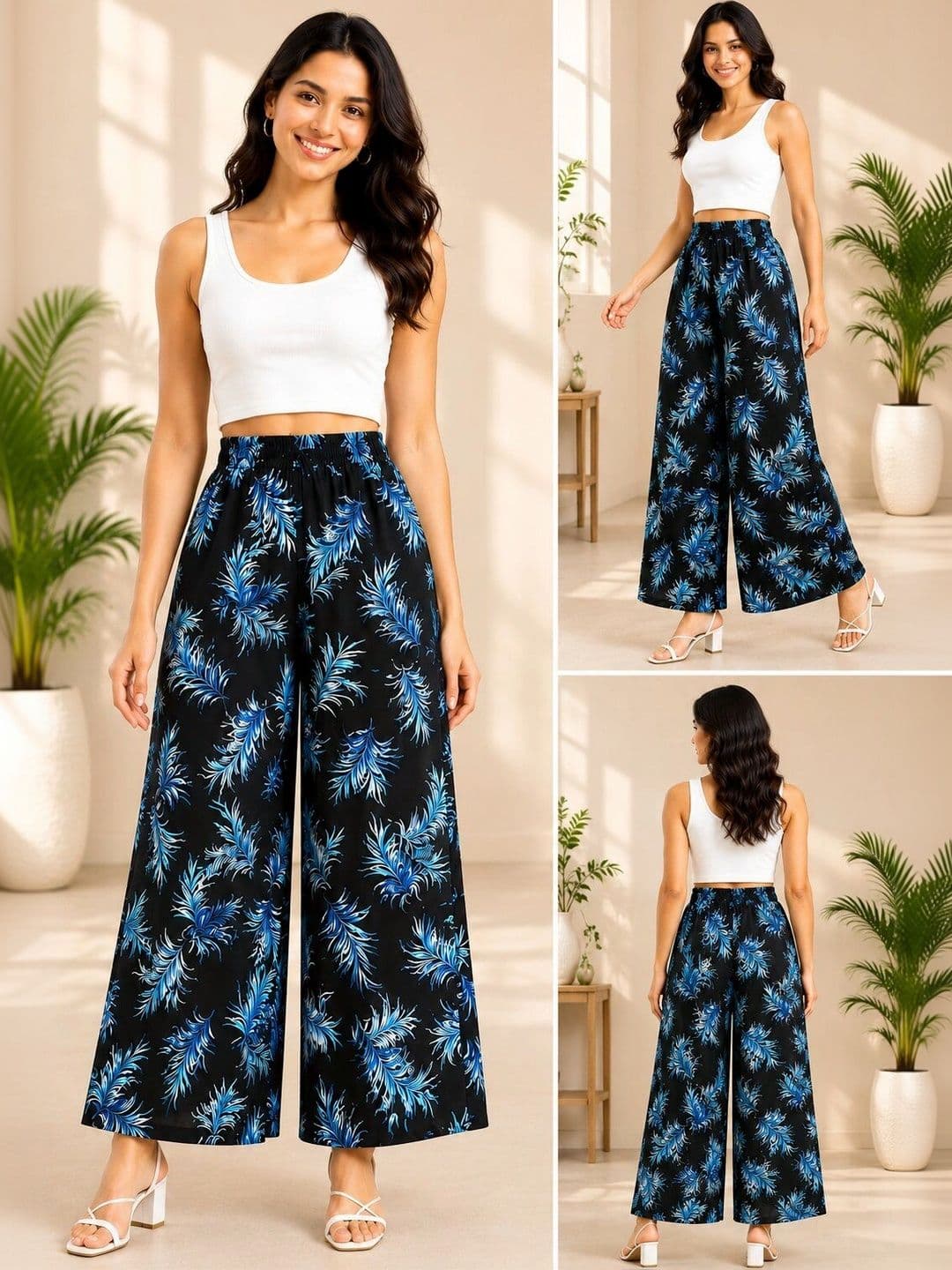 Nalax Designs Women Floral Printed Knitted Palazzos thumbnail 2