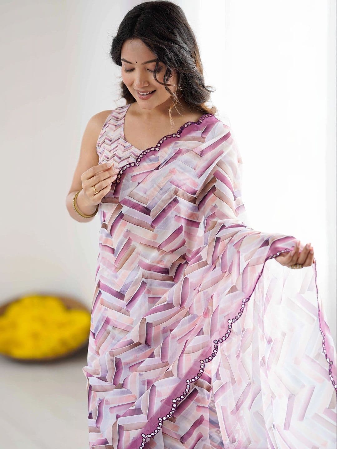 Mitera Pure Georgette Designer Saree thumbnail 4