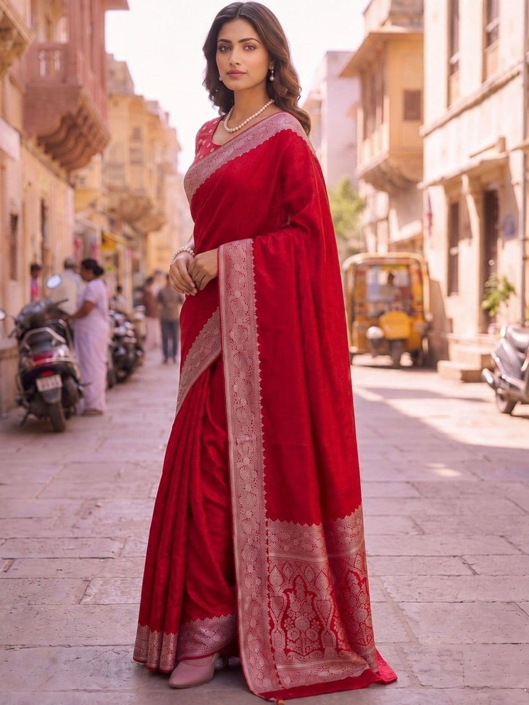 SOURAGYA Woven Design Zari Satin Designer Banarasi Saree thumbnail 2