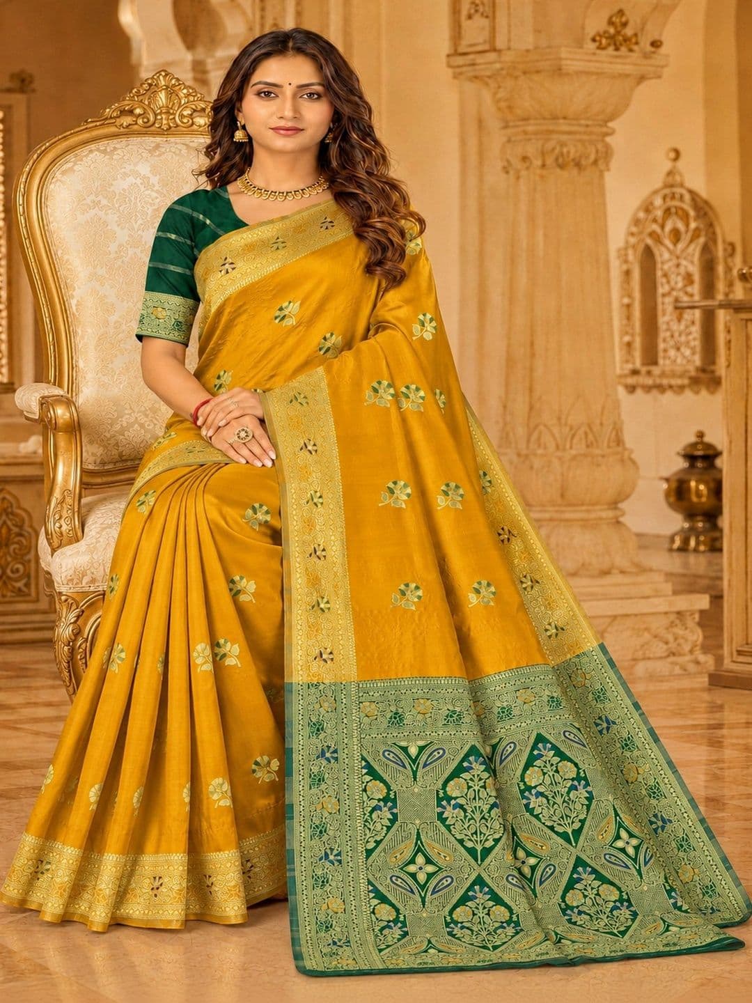 Dimaxi Vastra Woven Design Zari Silk Blend Kota Saree thumbnail 6