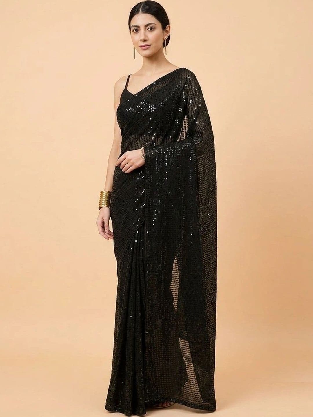 SZN Embellished Sequinned Poly Georgette Designer Saree - view 1