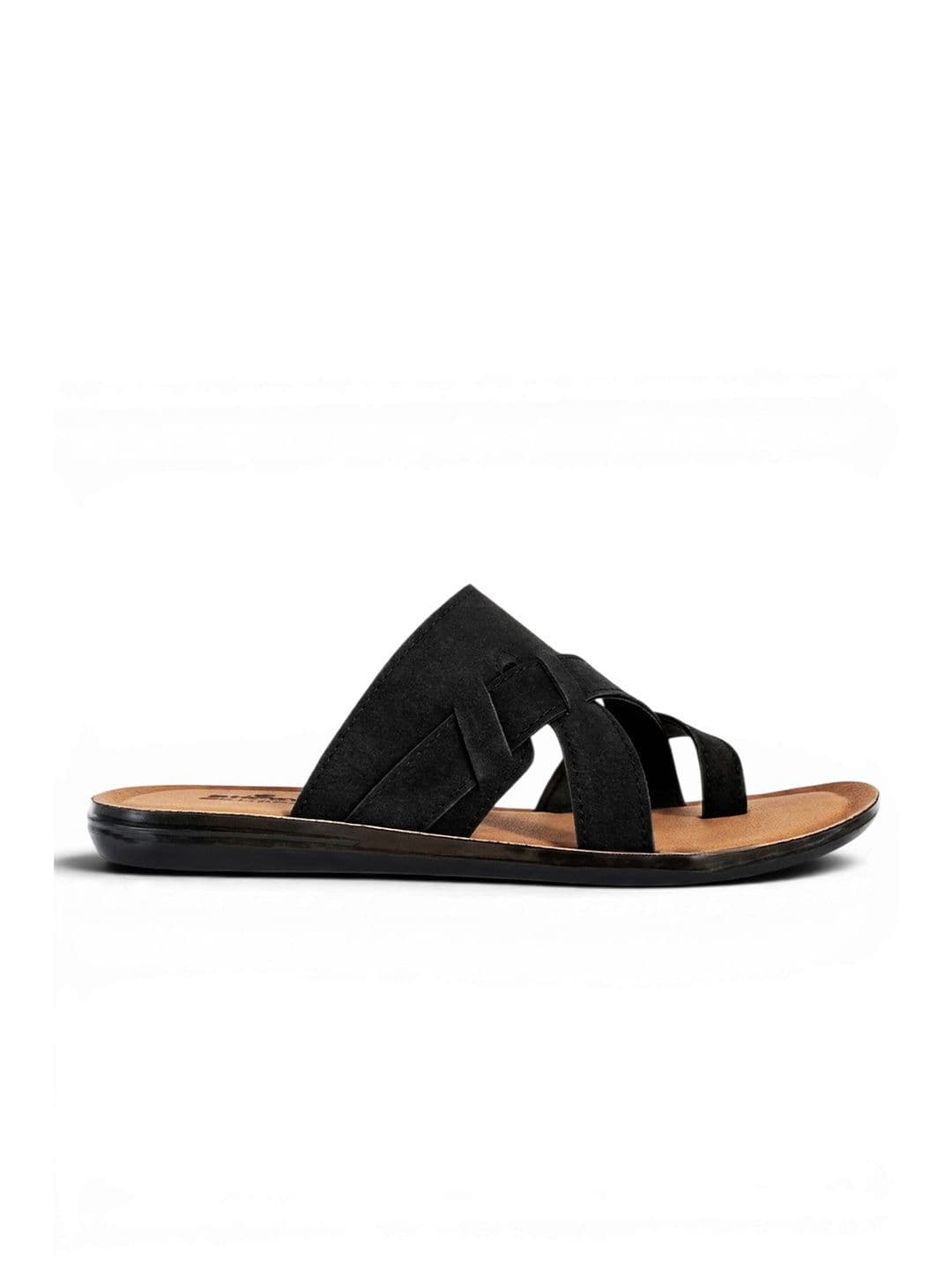 Binny Men Black Synthetic Comfort Toe-Ring Sandals With Cross-Strap Design thumbnail 3