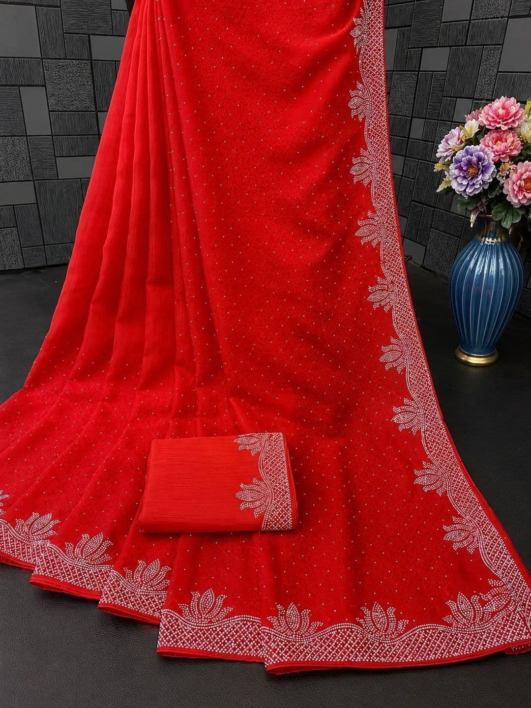 RENBRIZA Poly Georgette Saree thumbnail 4