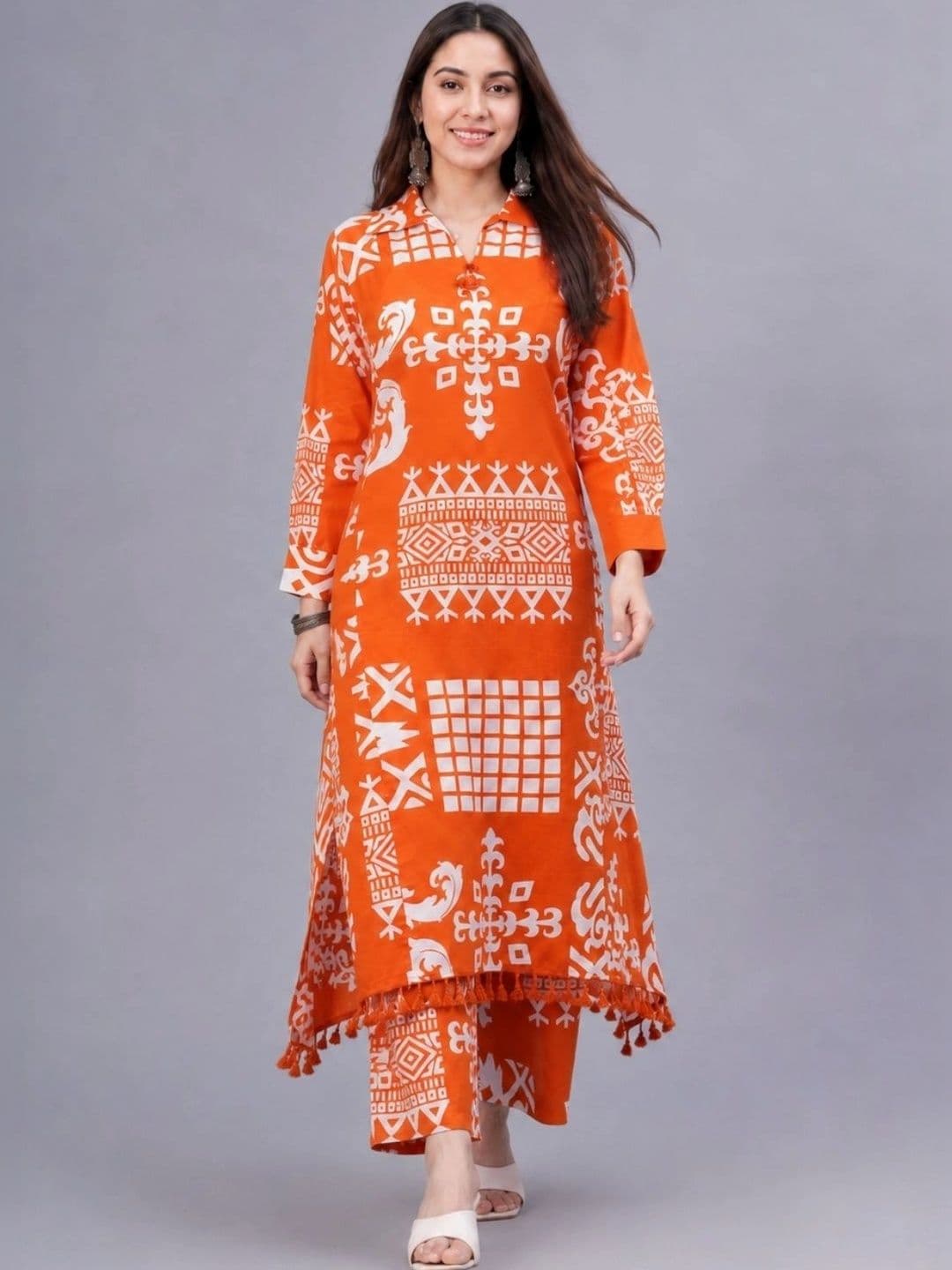 Amayra Women Ethnic Motifs Printed Regular Pure Cotton Kurta with Trousers thumbnail 7