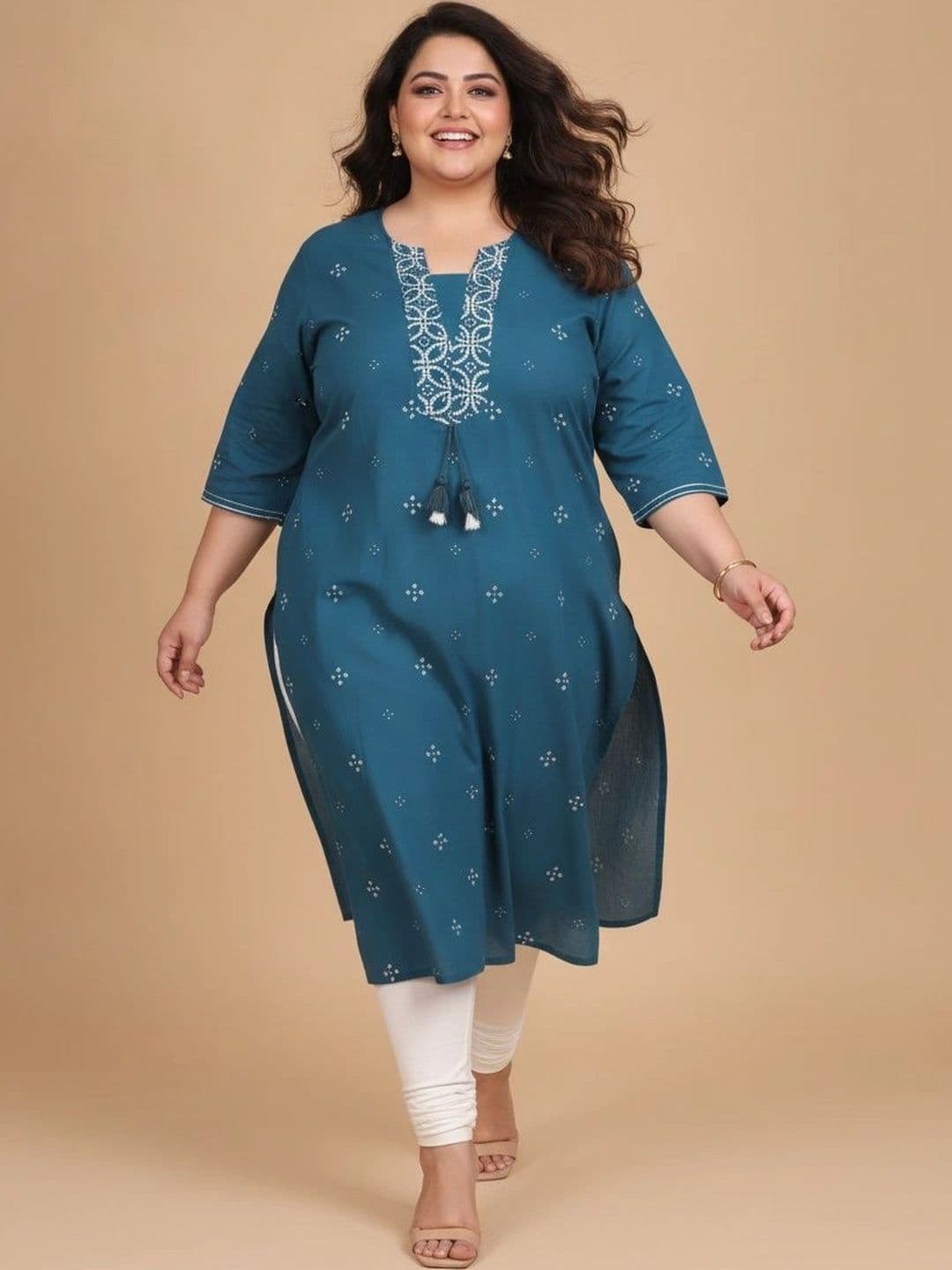 Sztori Women Bandhani Printed Thread Work Kurta thumbnail 2