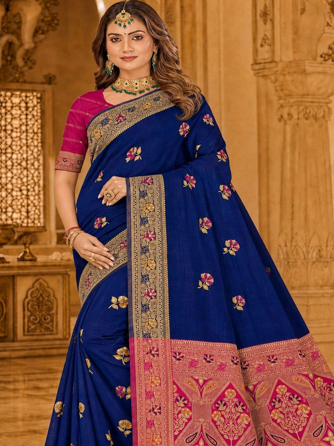Dimaxi Vastra Woven Design Zari Silk Blend Kota Saree thumbnail 2