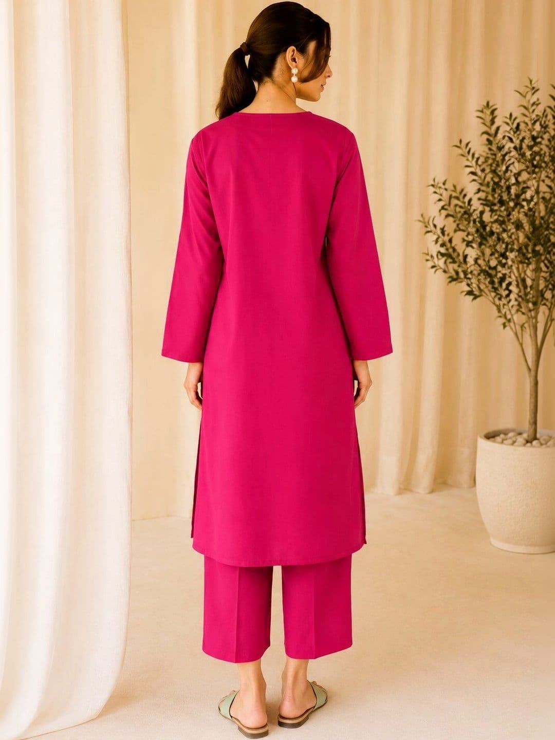RAJAM Women Regular Kurta with Trousers thumbnail 4