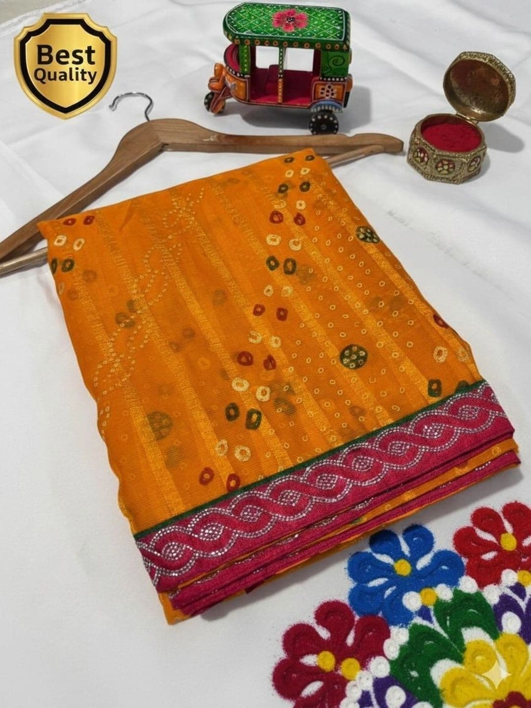 Fashion Mantra Bandhani Poly Georgette Saree thumbnail 2