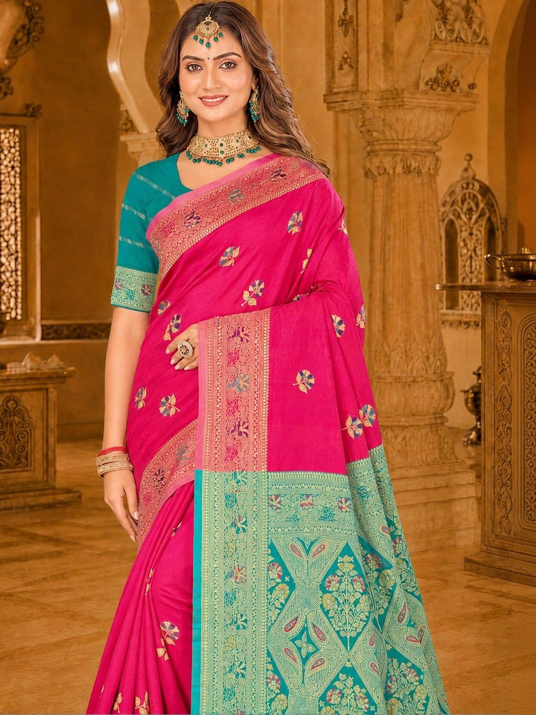 Dimaxi Vastra Woven Design Zari Silk Blend Kota Saree thumbnail 2