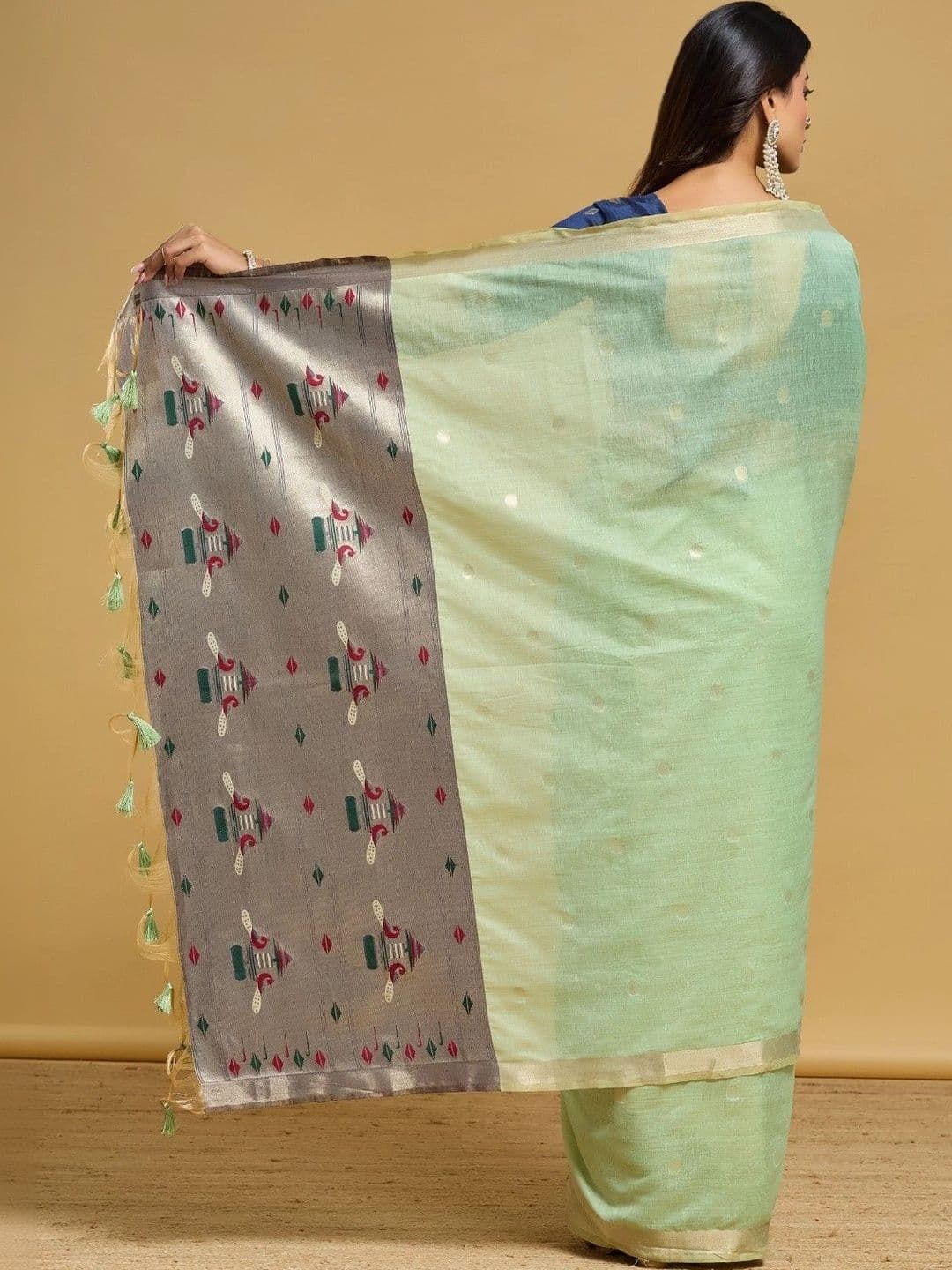 kasee Woven Design Zari Silk Cotton Designer Saree thumbnail 3