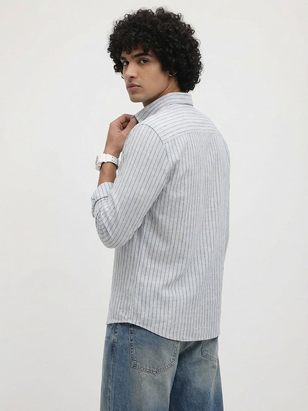 Roadster Life Co.Cotton Linen Striped Shirt thumbnail 4