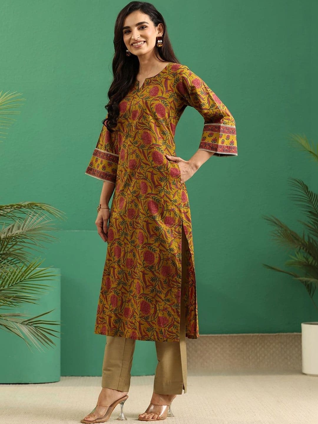 Libas Women Floral Printed Indie Florals Kurta thumbnail 5