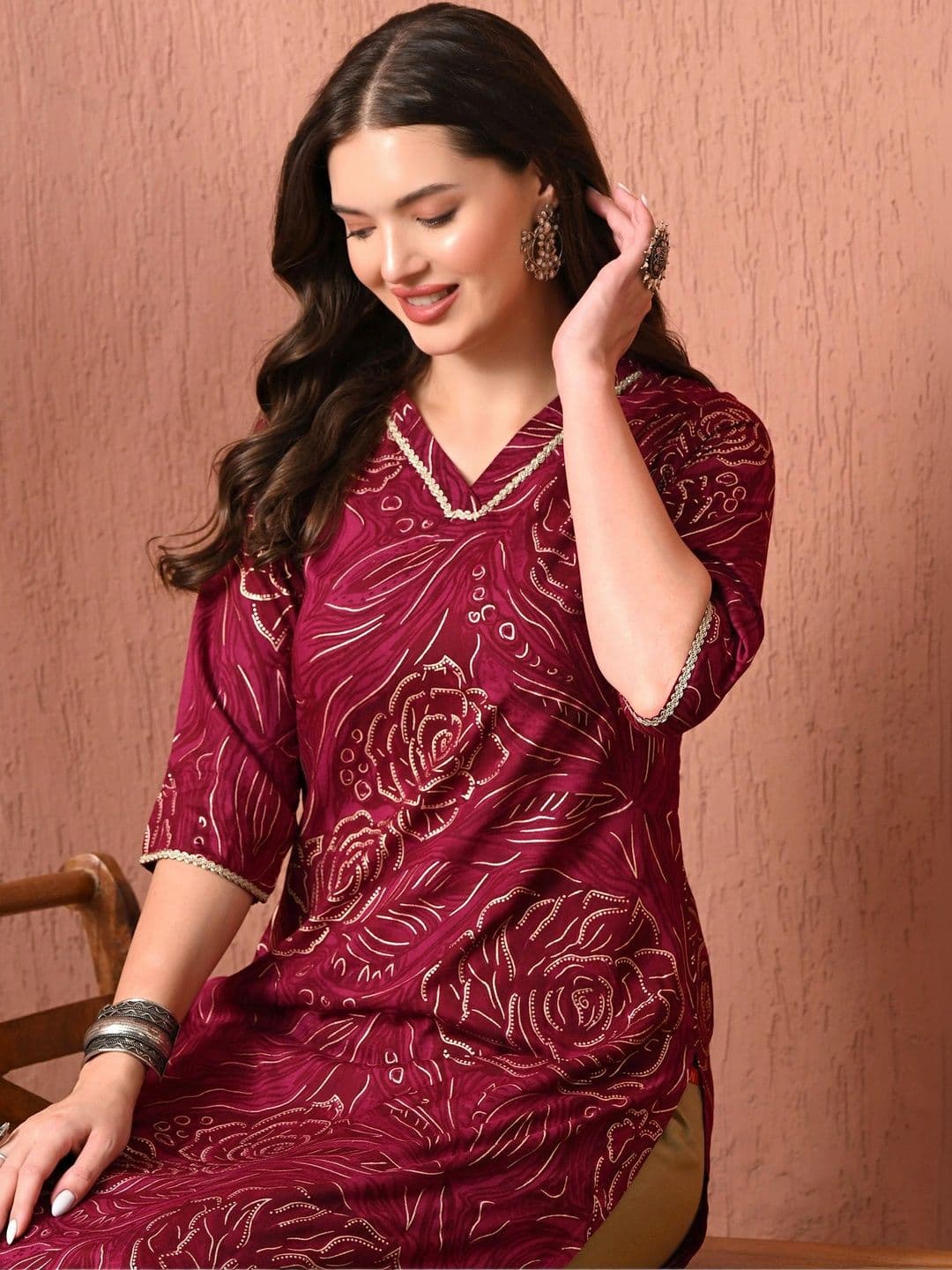HERE&NOW Women Floral Printed Floral Kurta thumbnail 2