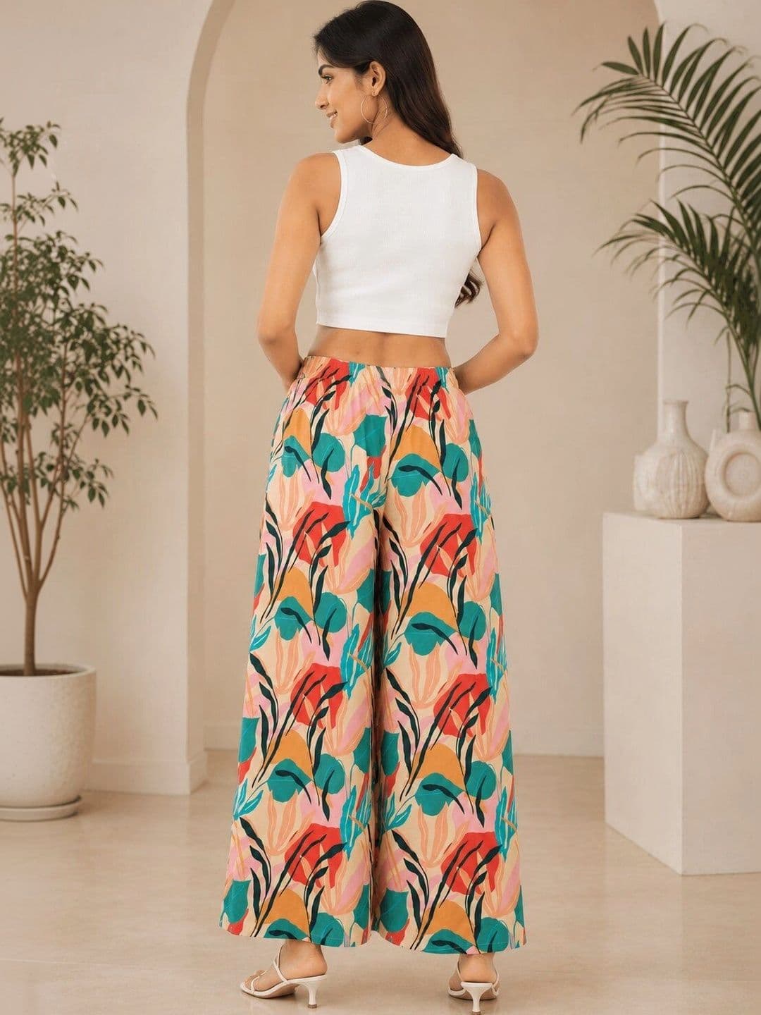 MOLIKONIC Women Printed Chambray Palazzos thumbnail 4